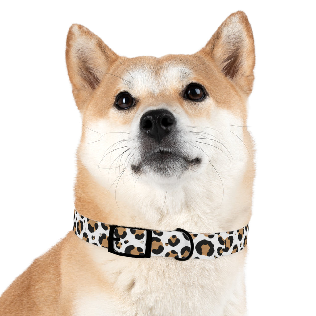 Leopard Print Dog Collar — Stylish Tan & Black Pattern for Small to Large Dogs