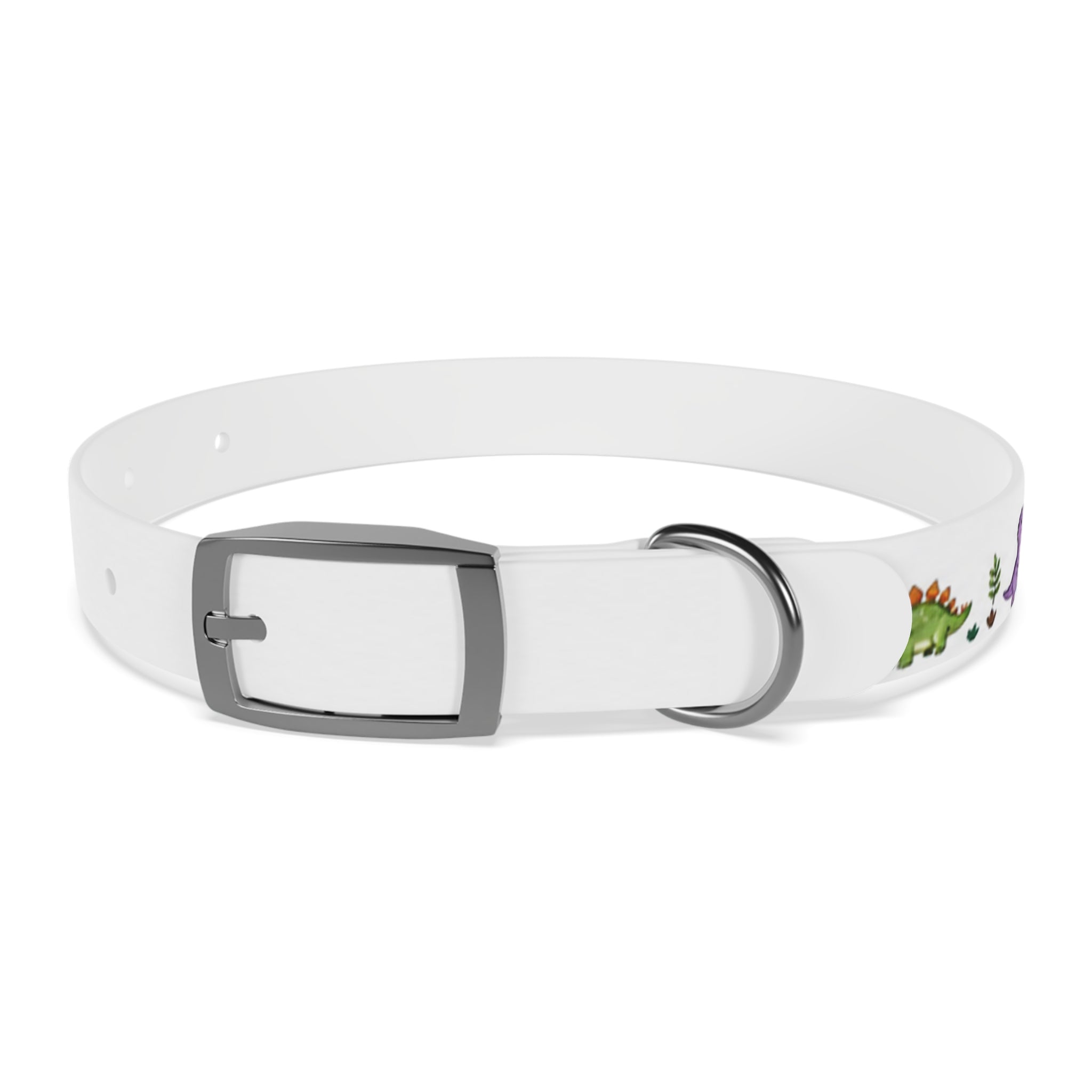 Cute Watercolor Dinosaurs Dog Collar – Adjustable Pet Collar with Colorful Dino Pattern