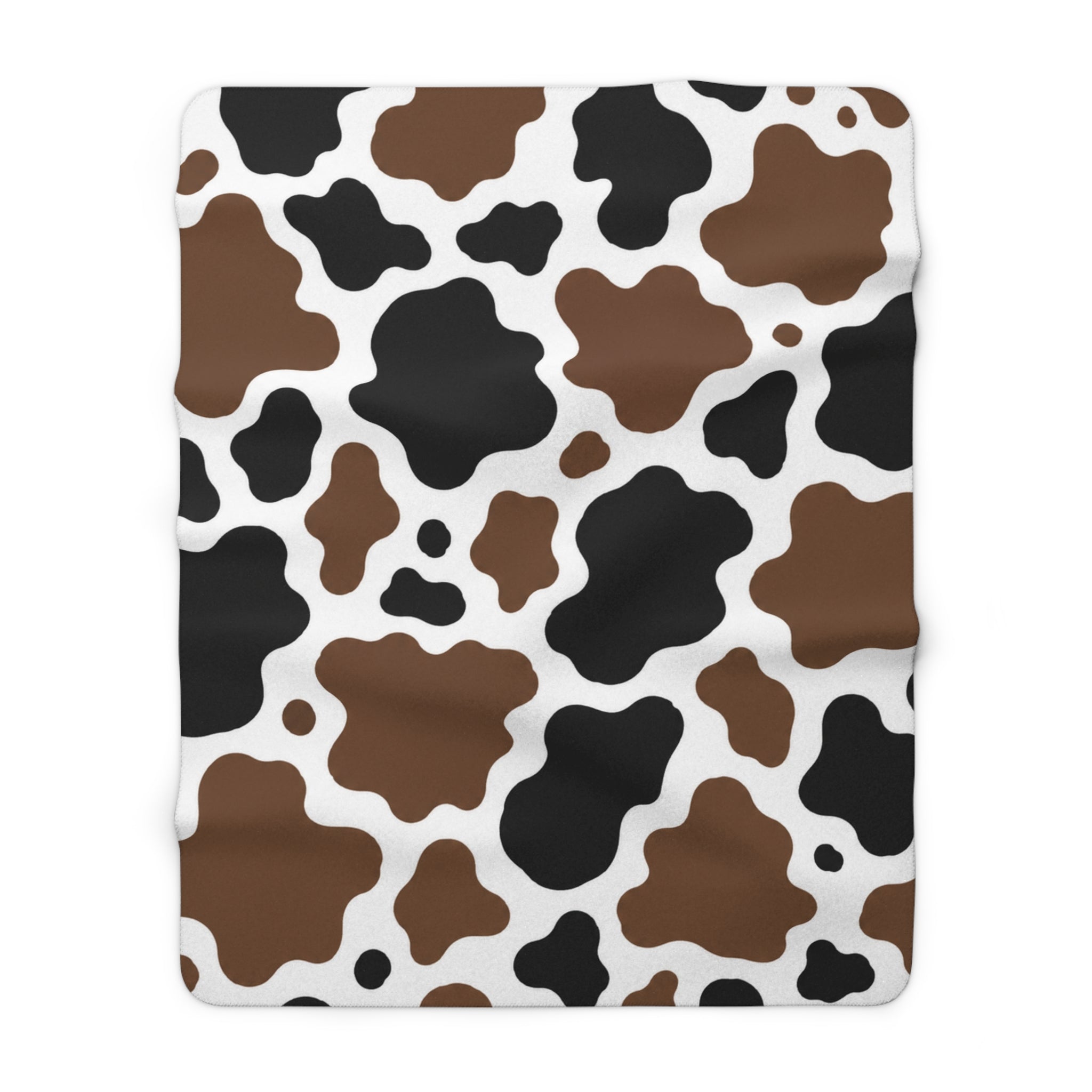 Cow Print Sherpa Blanket — Cozy Brown & Black Fleece Throw