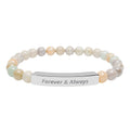 Engraved Natural Stone Bar Bracelet — "Forever & Always" Stretch Beaded Bracelet