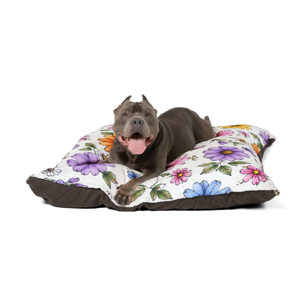 Floral Daisy Pattern Pet Bed — Soft Cozy Cushion for Cats & Dogs