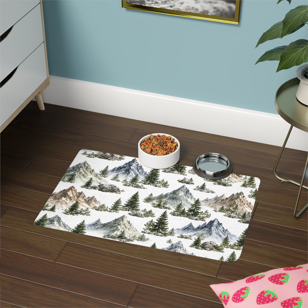 Mountain Pines Pet Food Mat (12x18) - Scenic Outdoor Dog & Cat Feeding Mat