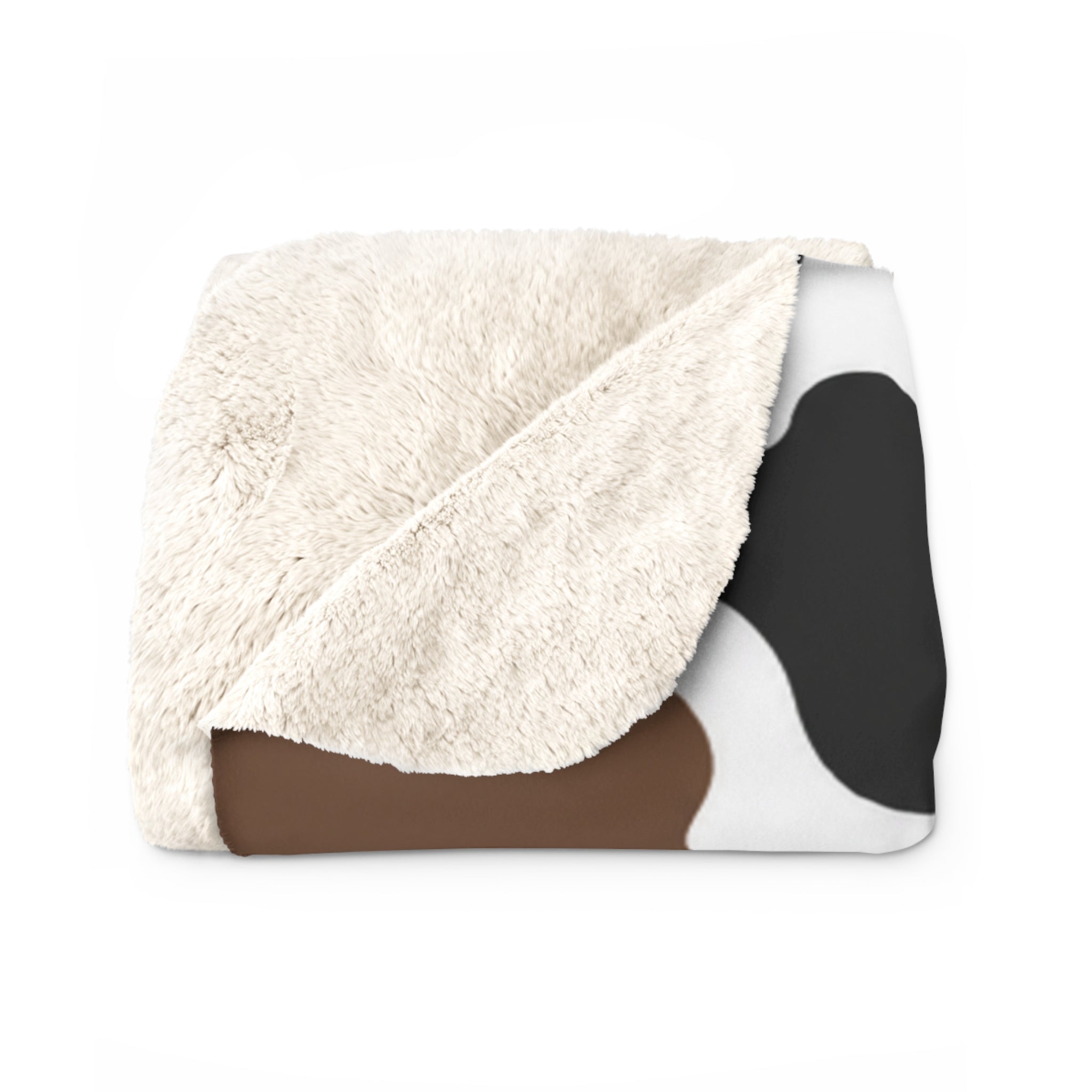 Cow Print Sherpa Blanket — Cozy Brown & Black Fleece Throw