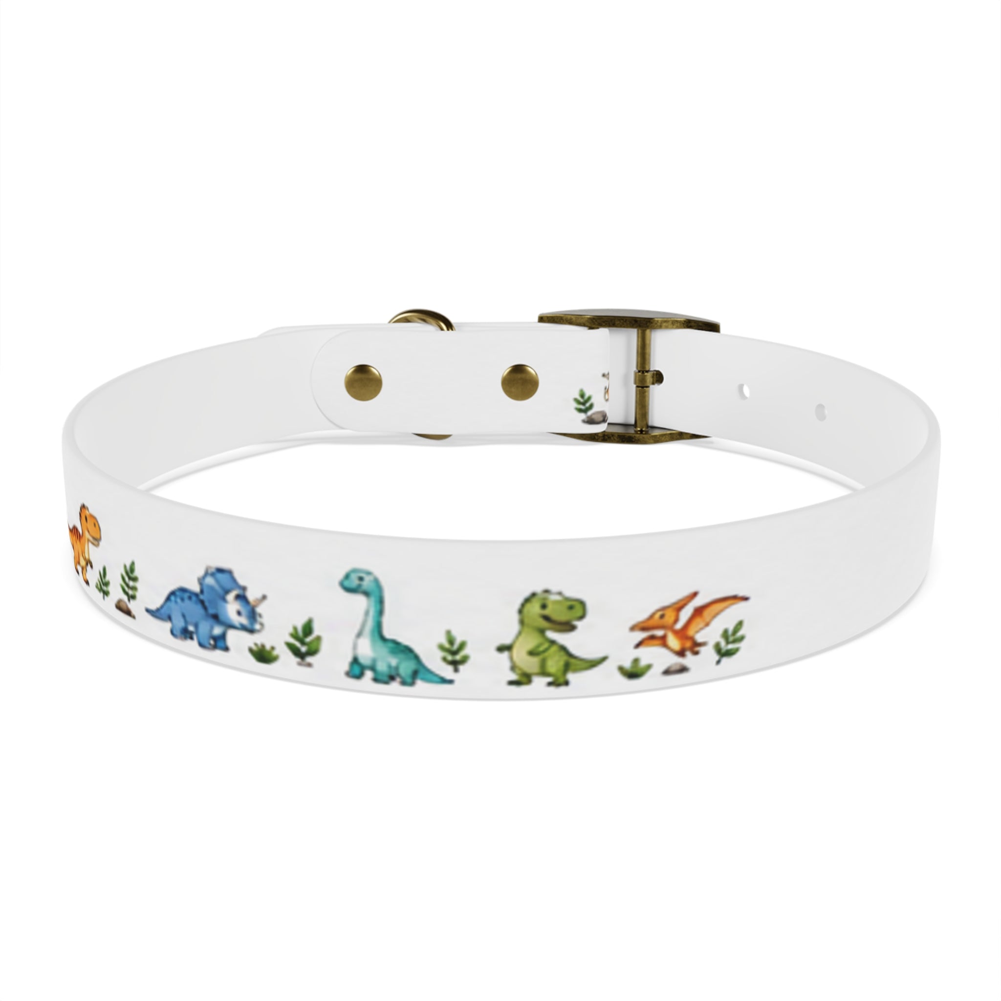 Cute Watercolor Dinosaurs Dog Collar – Adjustable Pet Collar with Colorful Dino Pattern