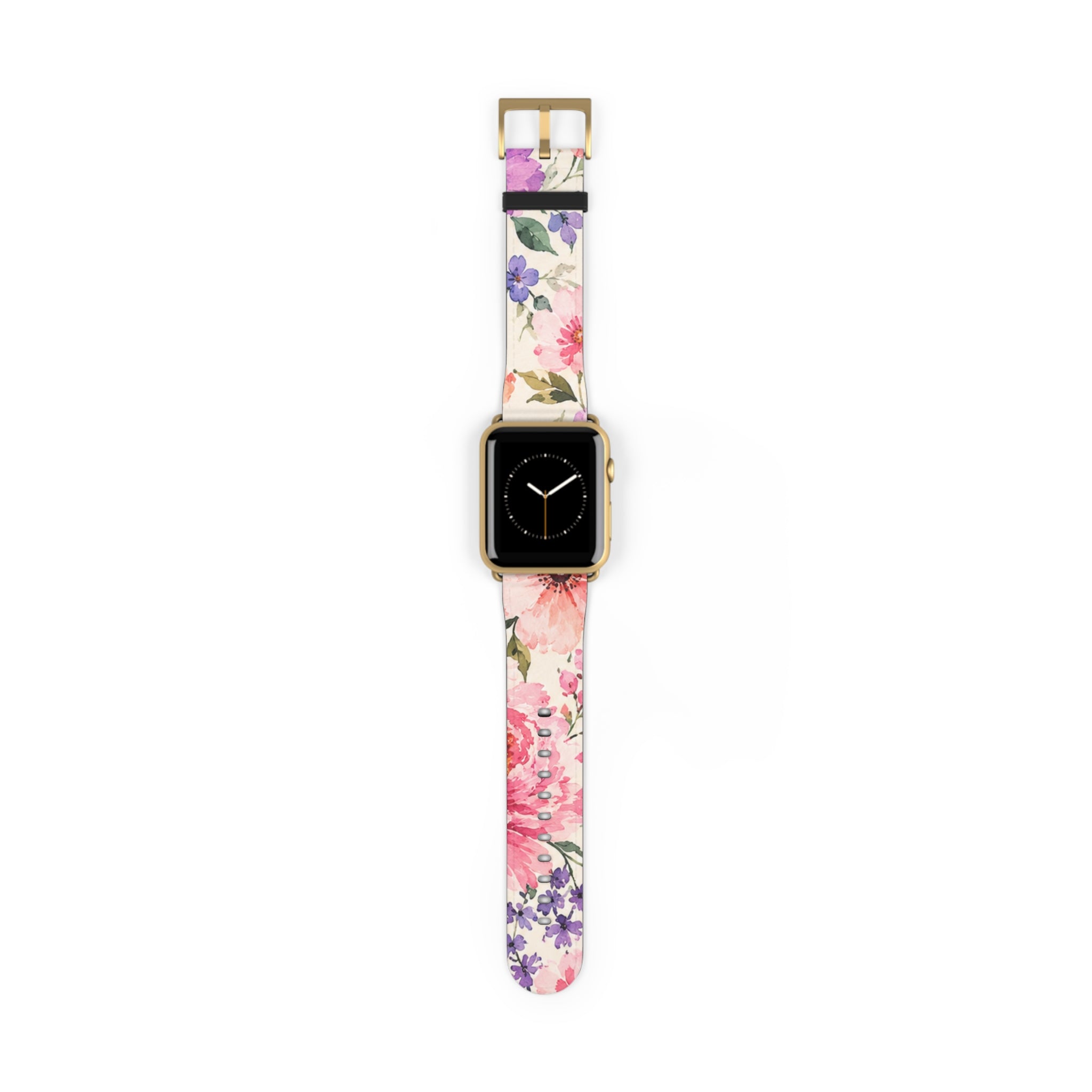 Floral Watercolor Watch Band — Pink & Lavender Garden Apple Watch Strap