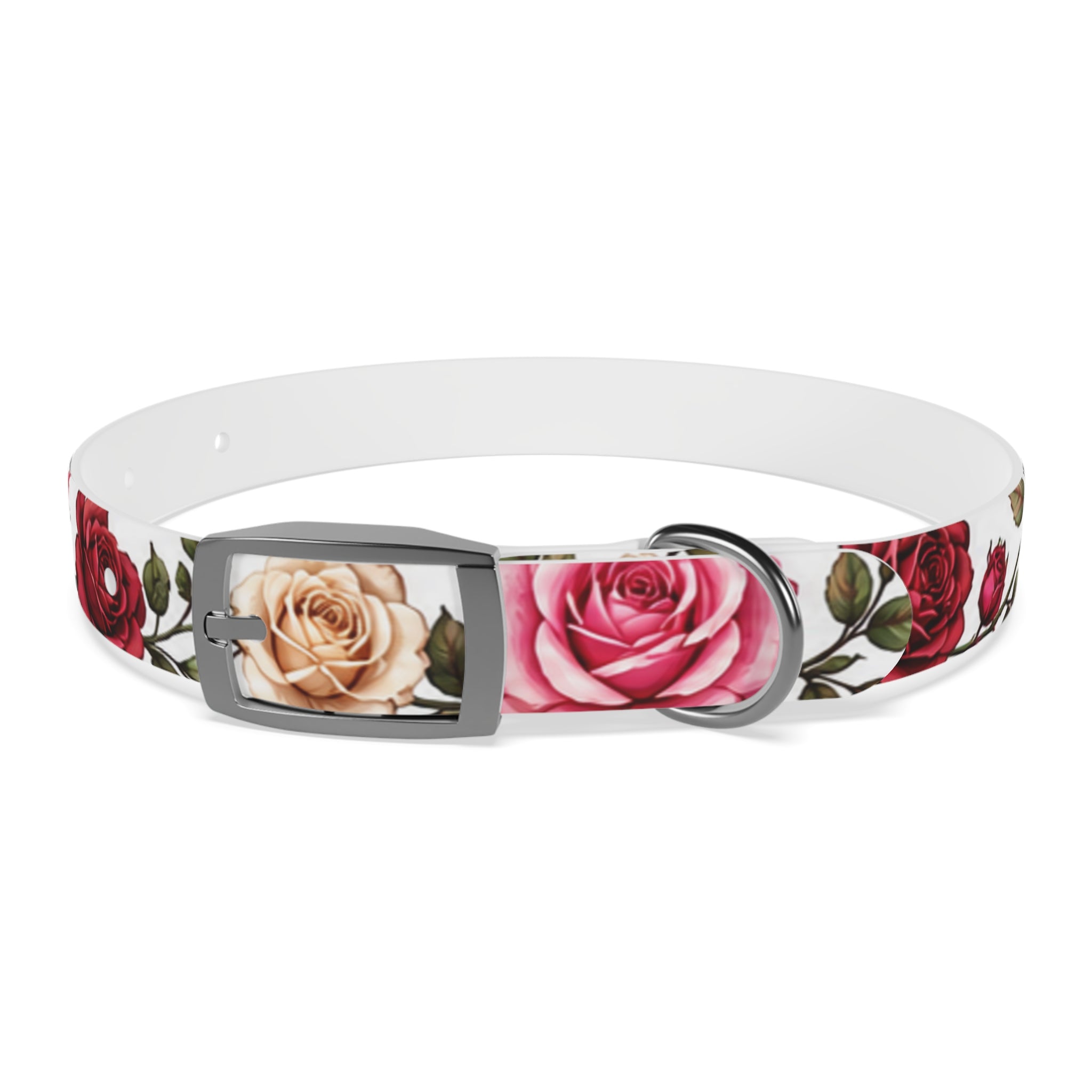 Floral Rose Dog Collar — Pink & Cream Garden Print