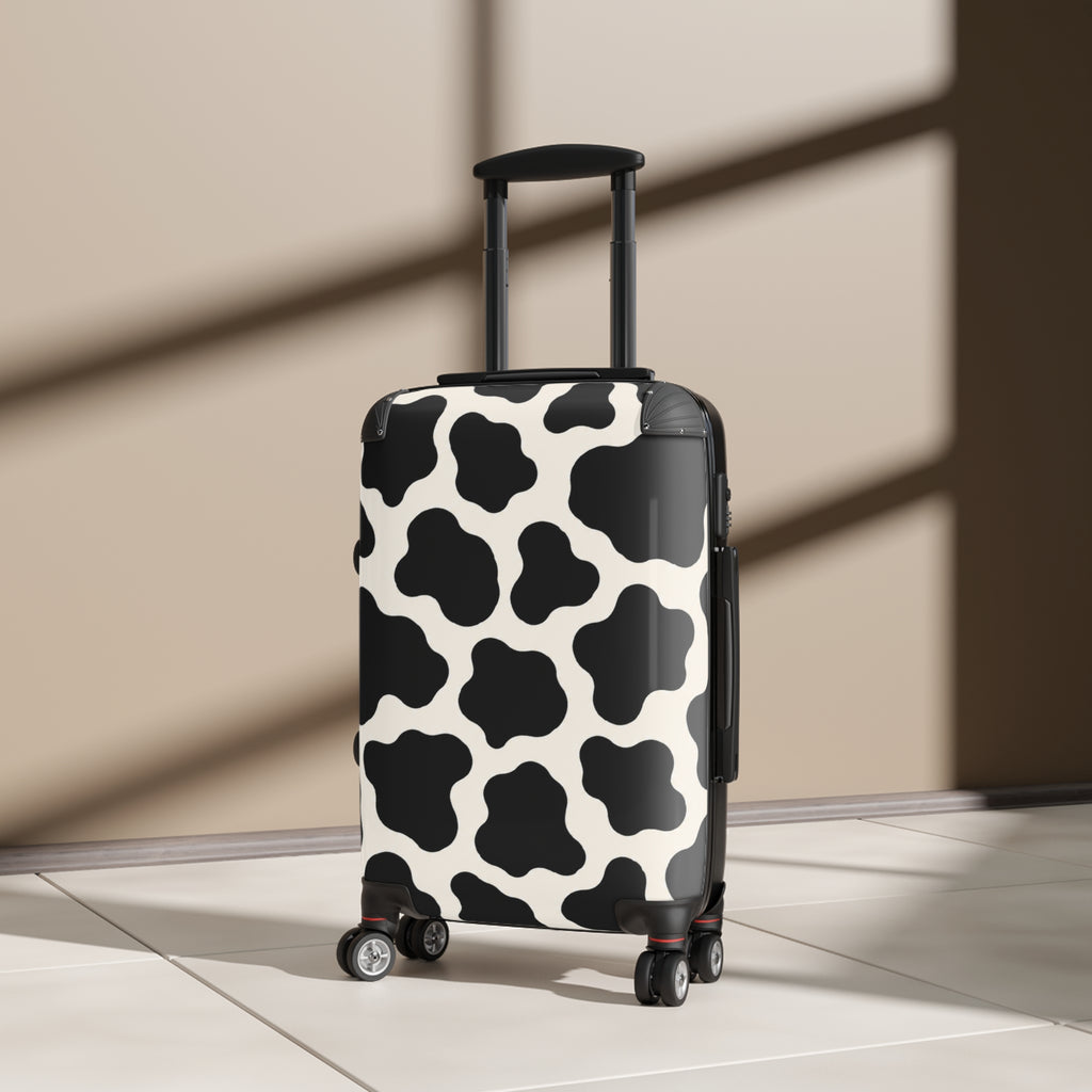 Cow Print Carry-On Suitcase — Black & White Animal Pattern Travel Luggage