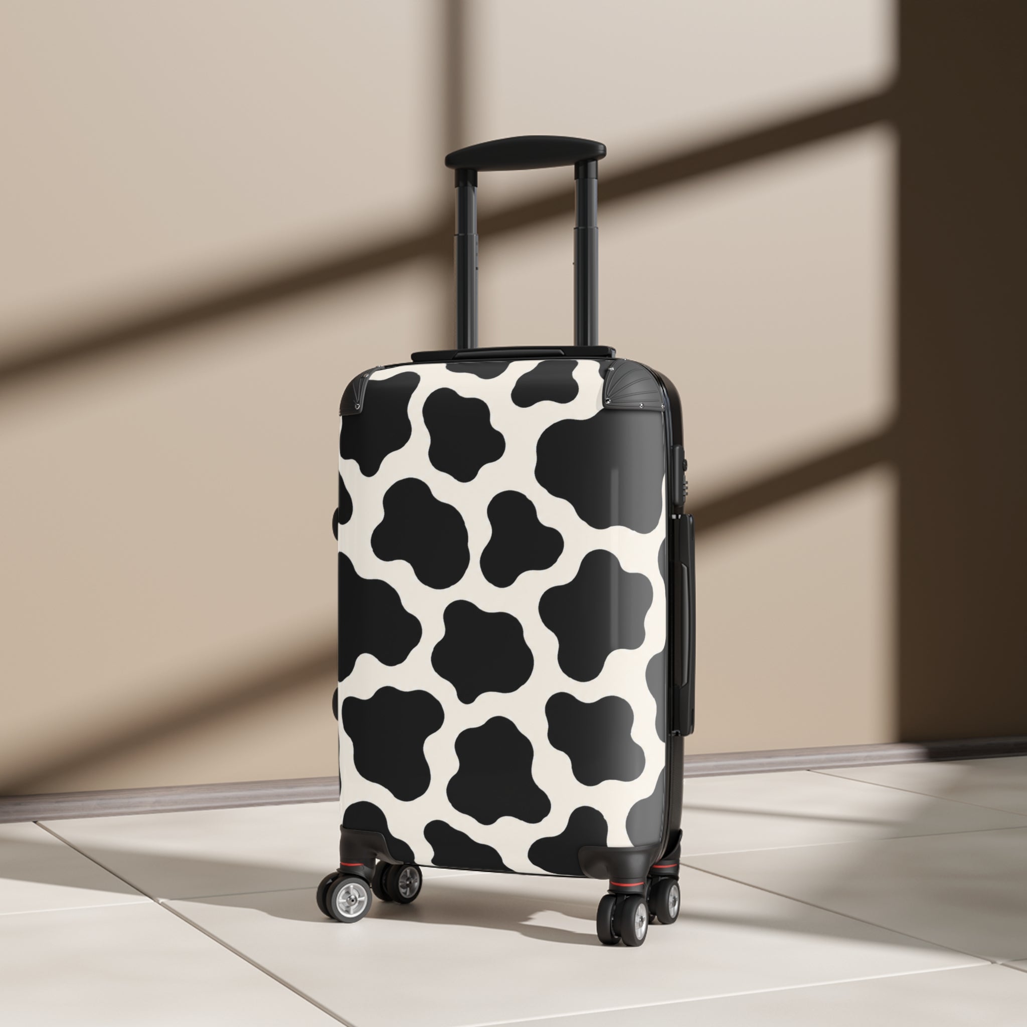 Cow Print Carry-On Suitcase — Black & White Animal Pattern Travel Luggage