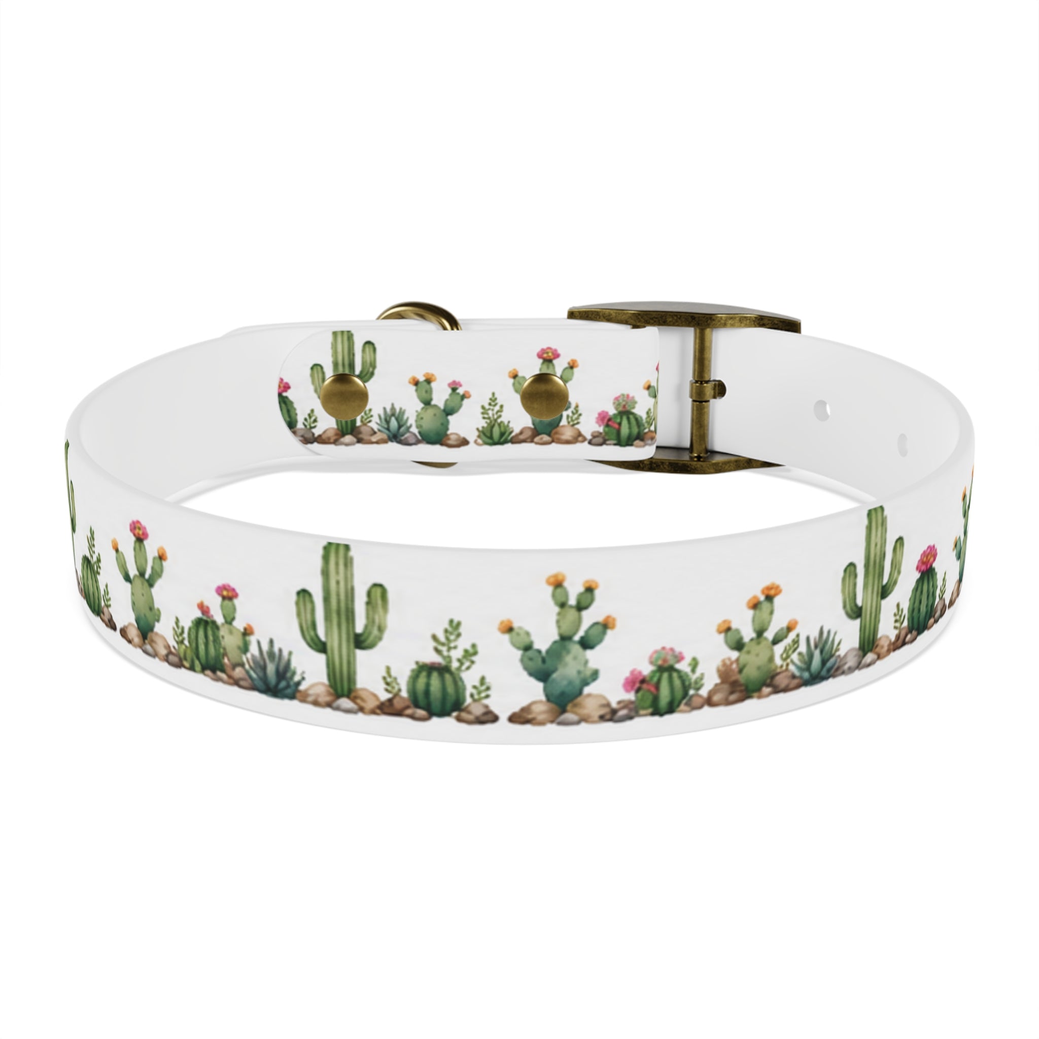 Cactus Garden Dog Collar — Watercolor Succulent Print for Small & Large Dogs