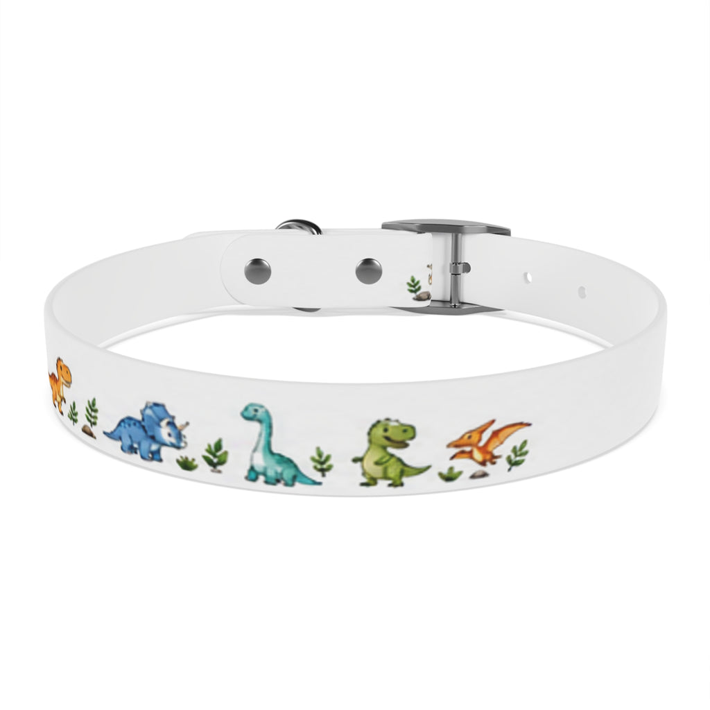 Cute Watercolor Dinosaurs Dog Collar – Adjustable Pet Collar with Colorful Dino Pattern