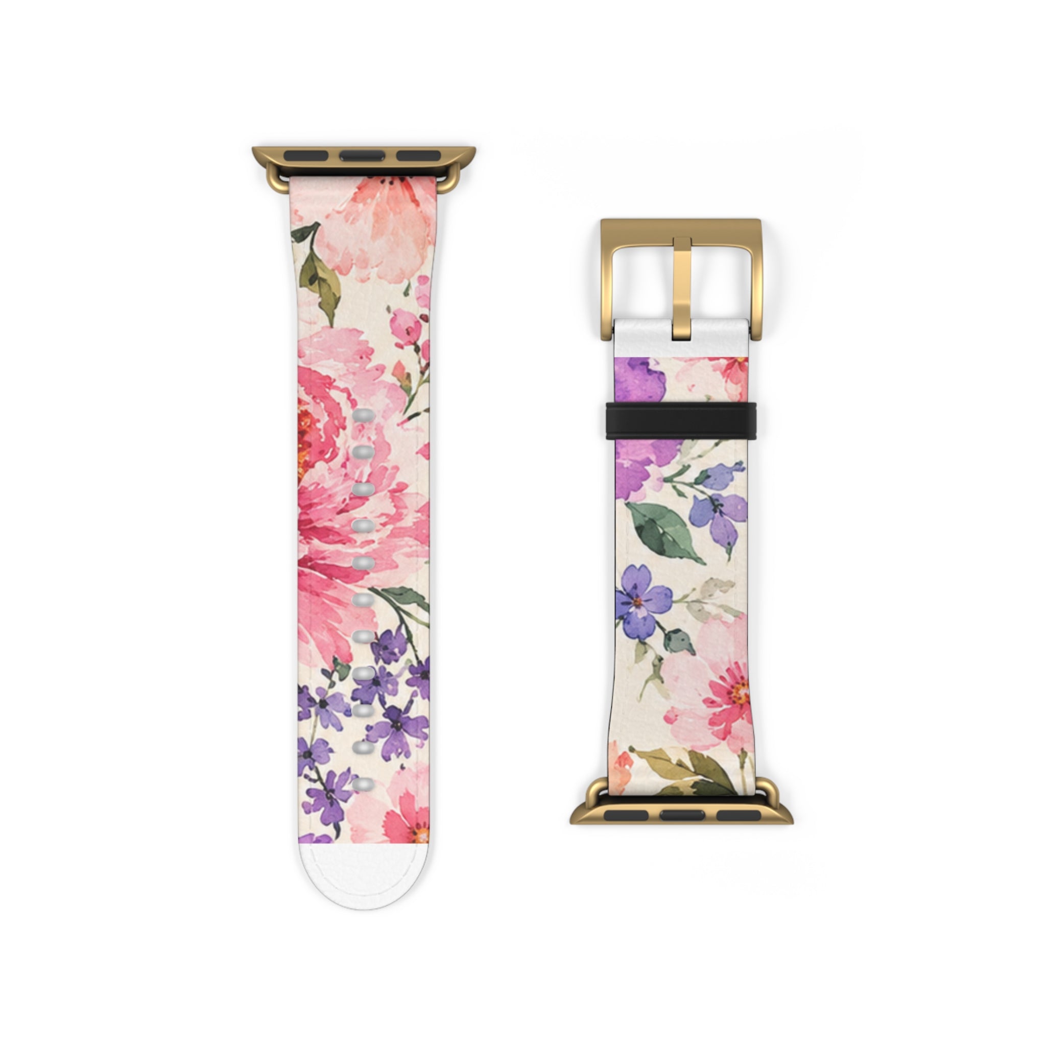 Floral Watercolor Watch Band — Pink & Lavender Garden Apple Watch Strap
