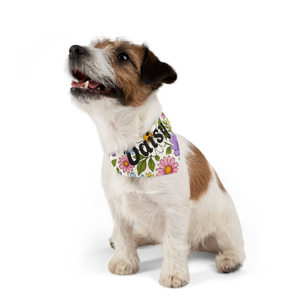 Daisy Floral Pet Bandana Collar — Personalized Dog Bandana with Name
