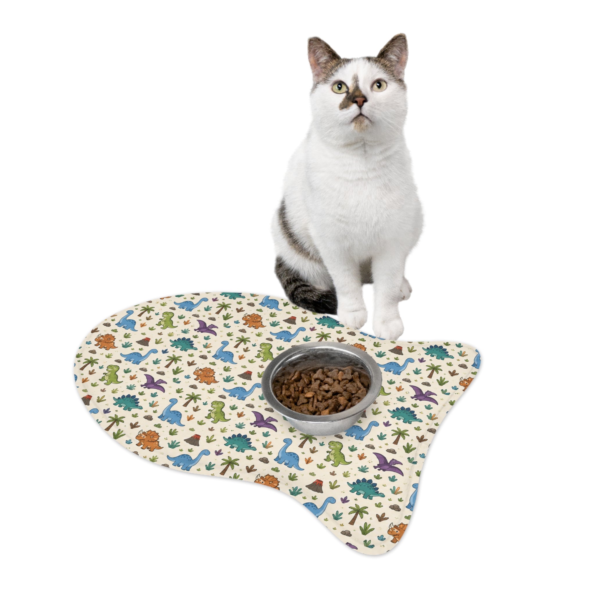 Dinosaur Print Pet Feeding Mat – Non-Slip Food & Water Placemat for Dogs & Cats