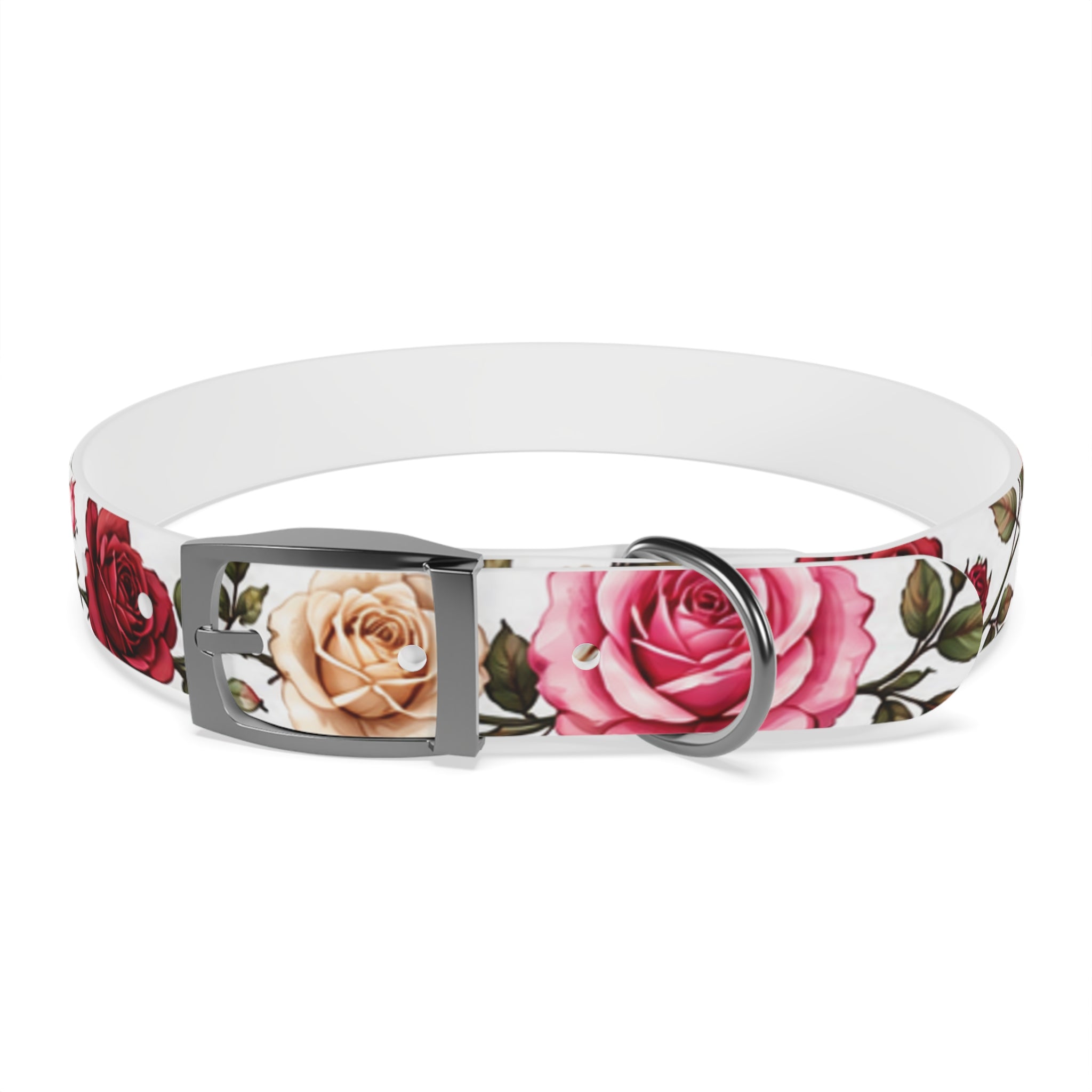 Floral Rose Dog Collar — Pink & Cream Garden Print