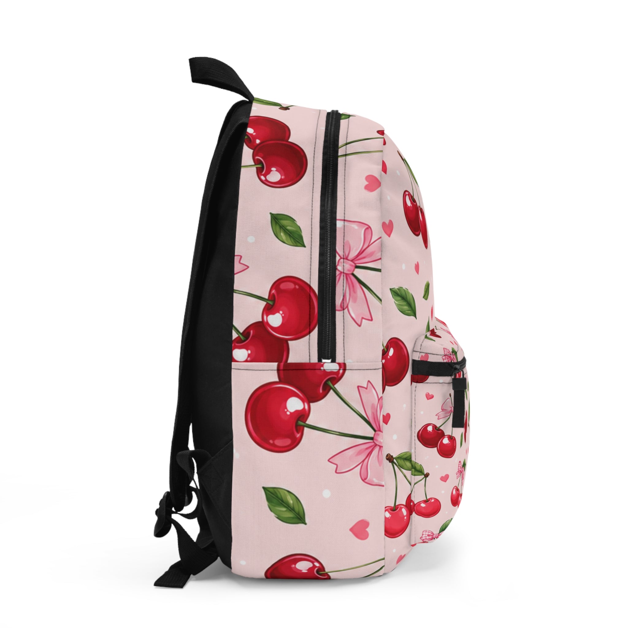 Cherry Pattern Backpack — Cute Pink Fruit Print School & Everyday Bag