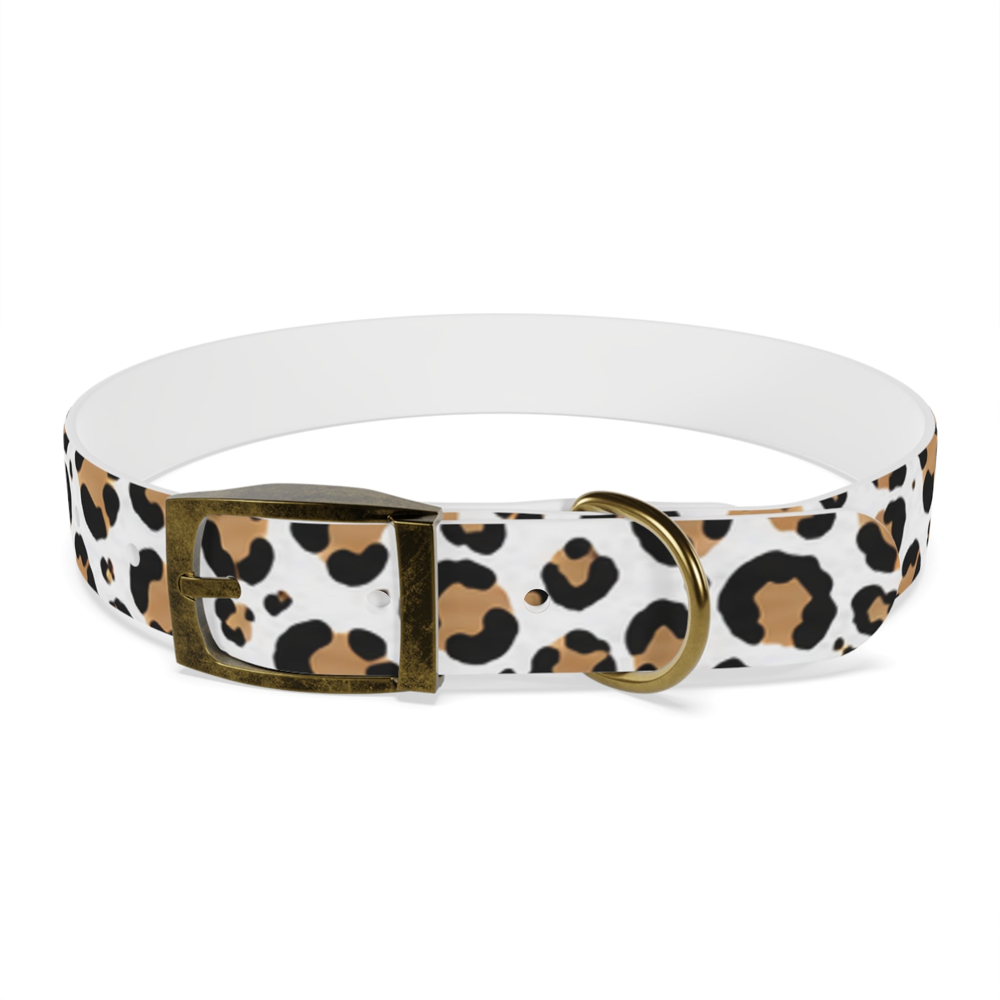 Leopard Print Dog Collar — Stylish Tan & Black Pattern for Small to Large Dogs