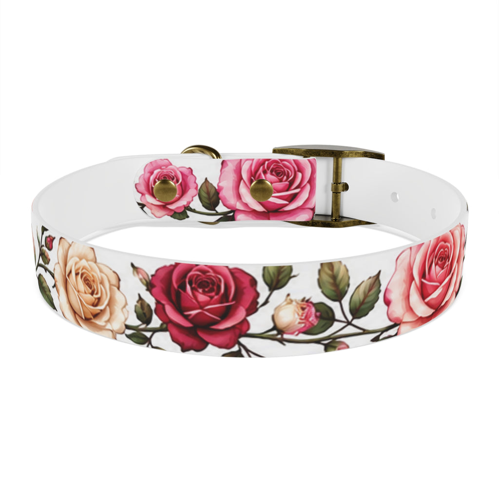 Floral Rose Dog Collar — Pink & Cream Garden Print