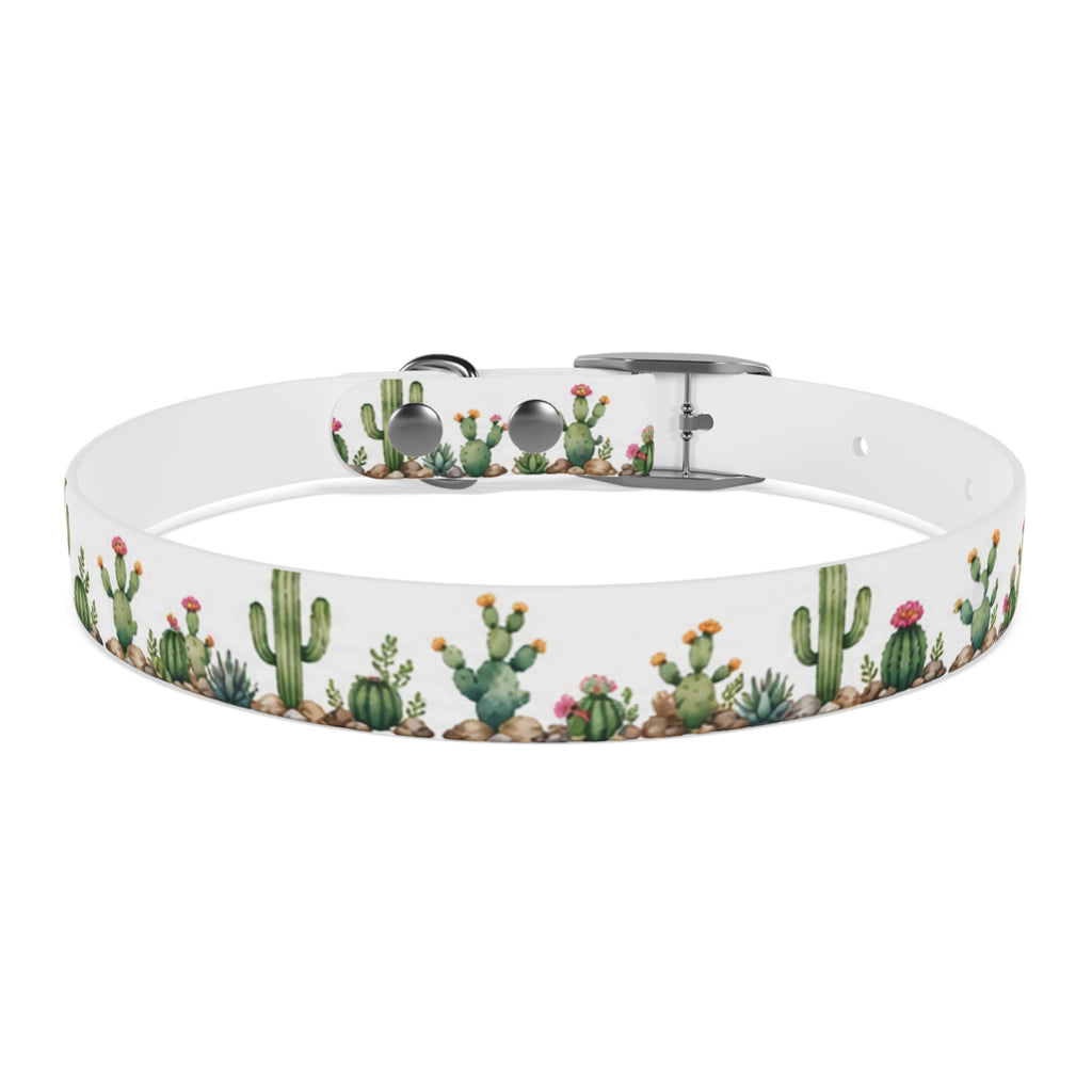 Cactus Garden Dog Collar — Watercolor Succulent Print for Small & Large Dogs
