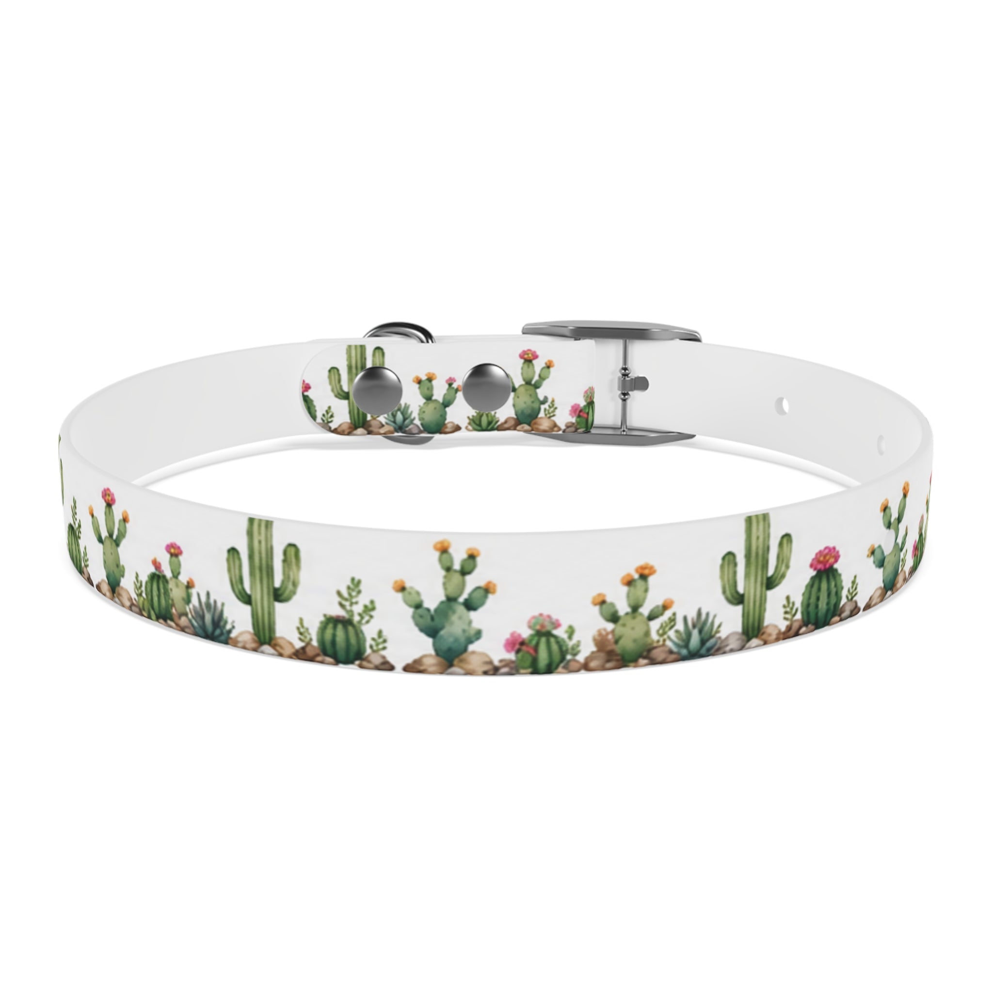 Cactus Garden Dog Collar — Watercolor Succulent Print for Small & Large Dogs