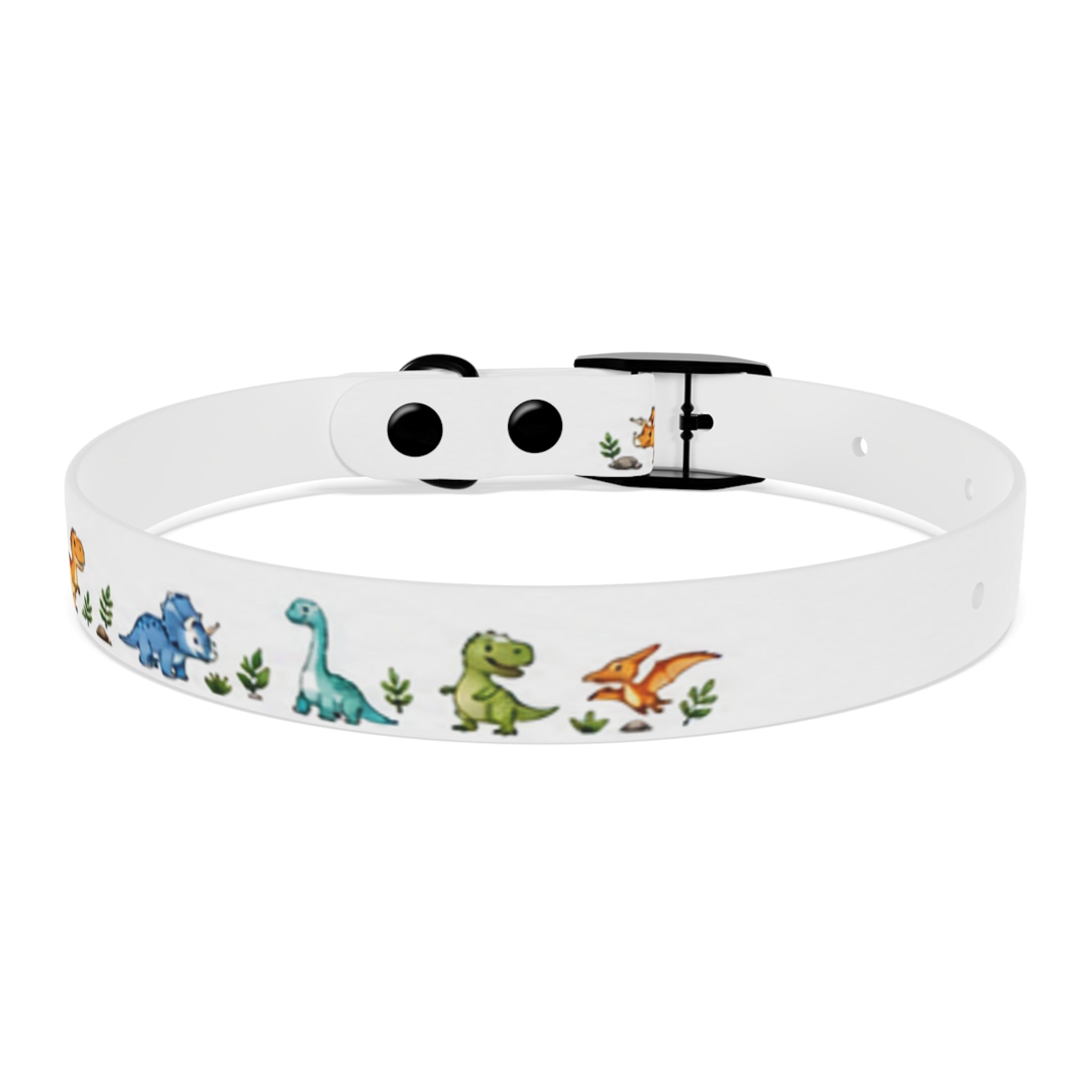 Cute Watercolor Dinosaurs Dog Collar – Adjustable Pet Collar with Colorful Dino Pattern