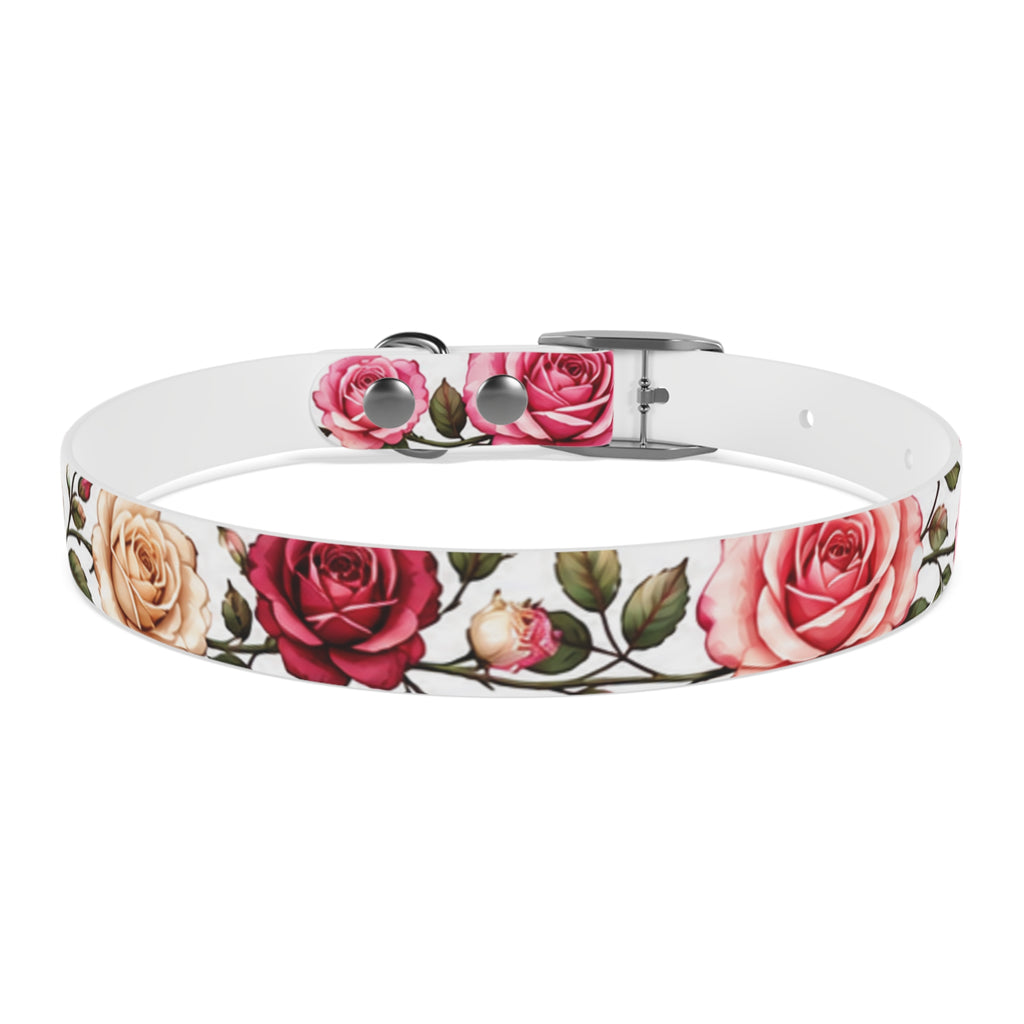 Floral Rose Dog Collar — Pink & Cream Garden Print