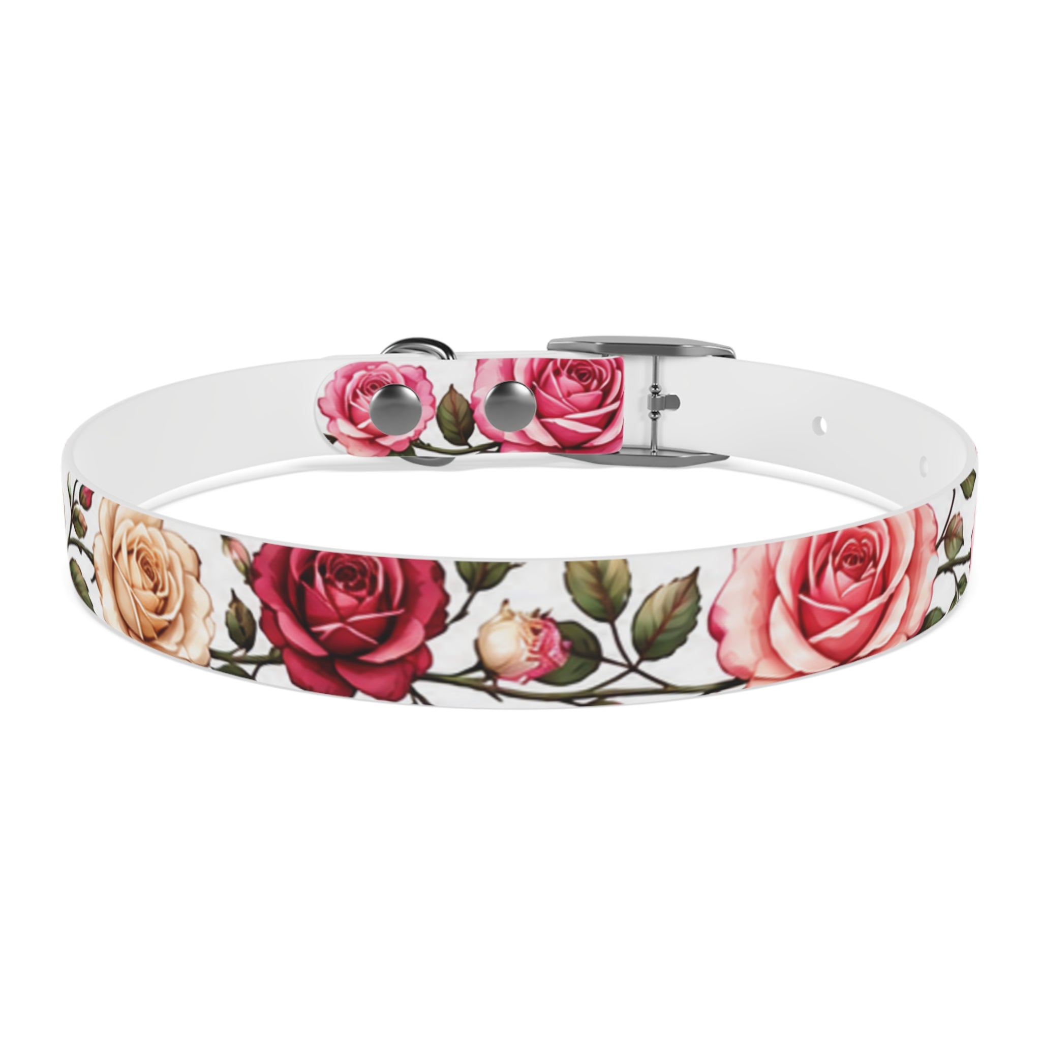 Floral Rose Dog Collar — Pink & Cream Garden Print
