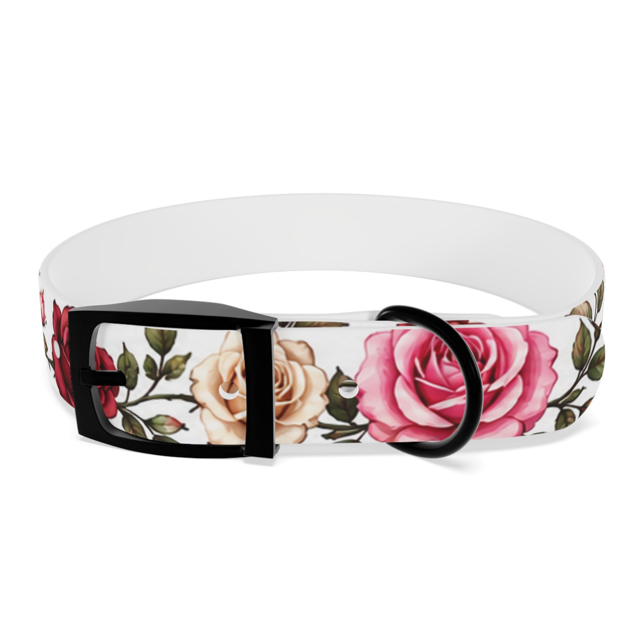 Floral Rose Dog Collar — Pink & Cream Garden Print