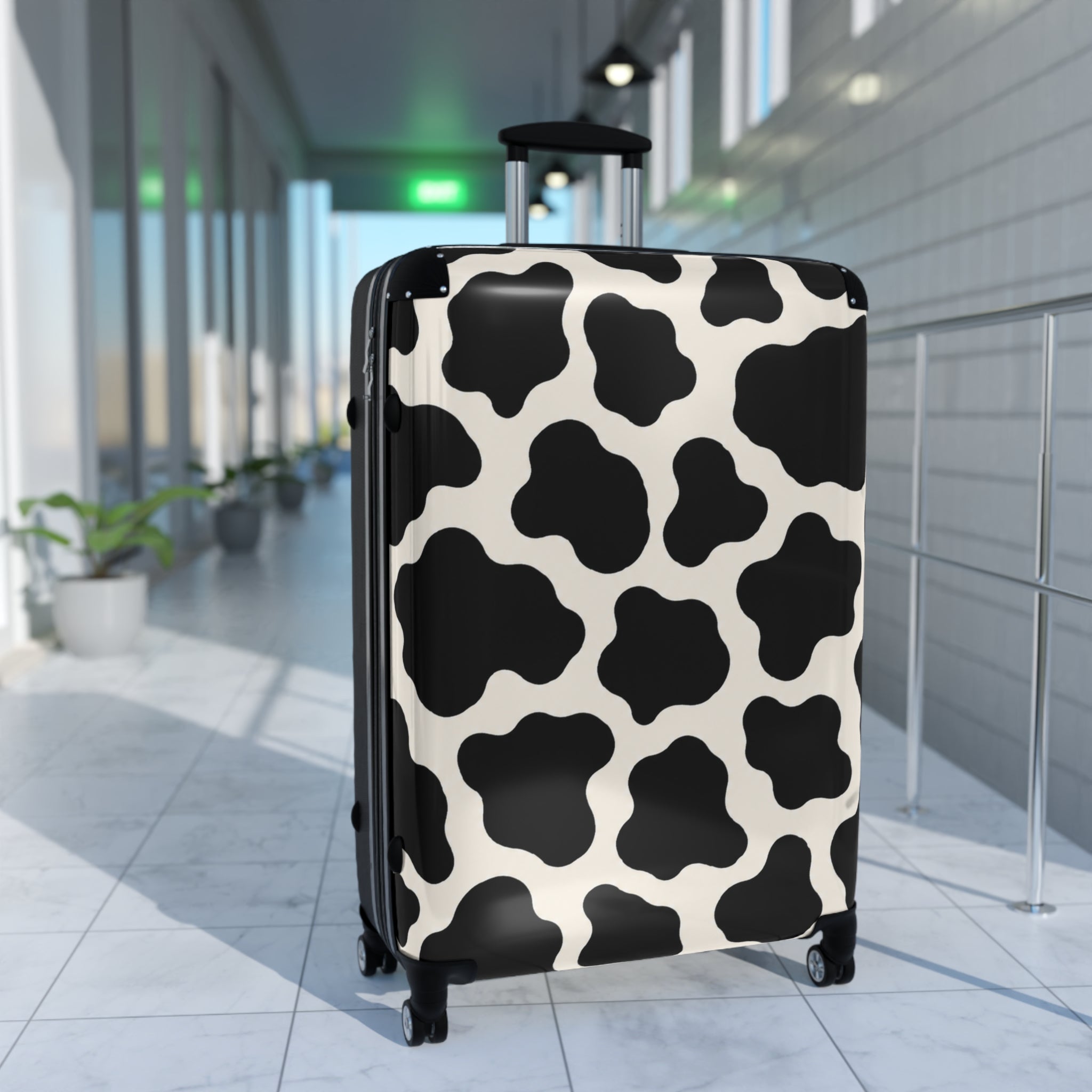 Cow Print Carry-On Suitcase — Black & White Animal Pattern Travel Luggage
