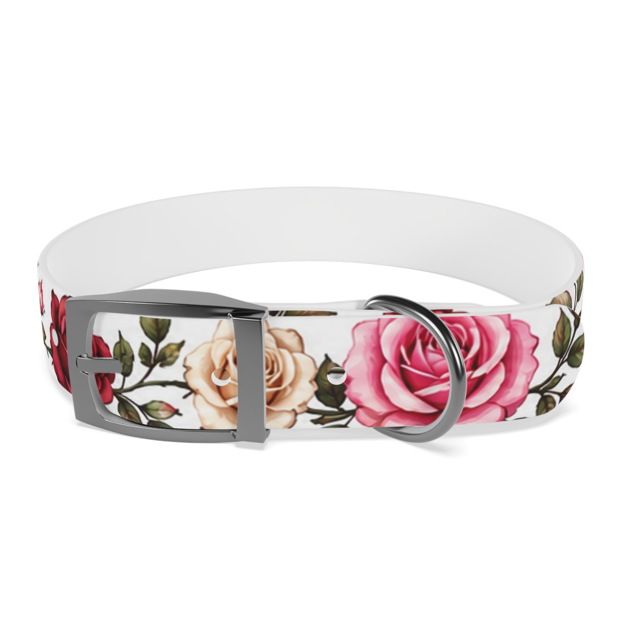 Floral Rose Dog Collar — Pink & Cream Garden Print