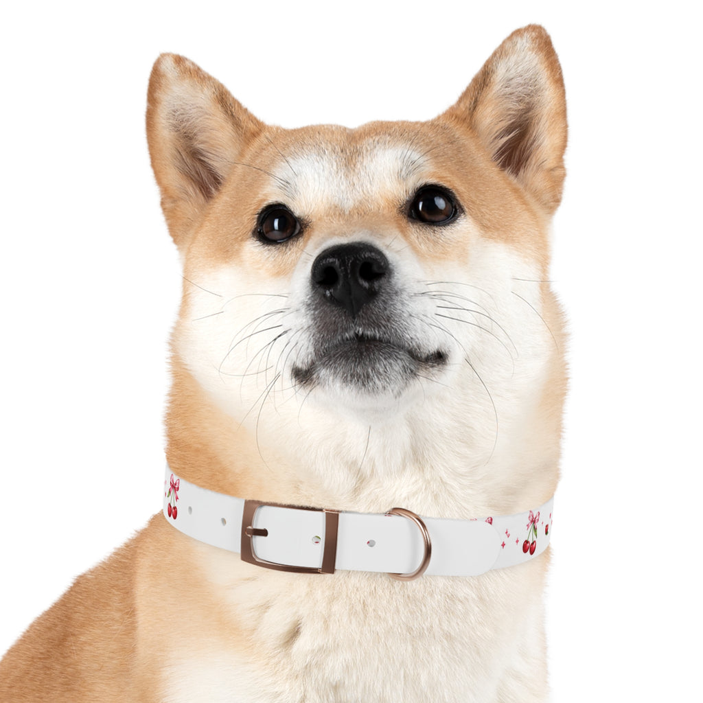 Cherry Bow Dog Collar — Cute Red Cherries Pattern Collar for Small & Medium Dogs