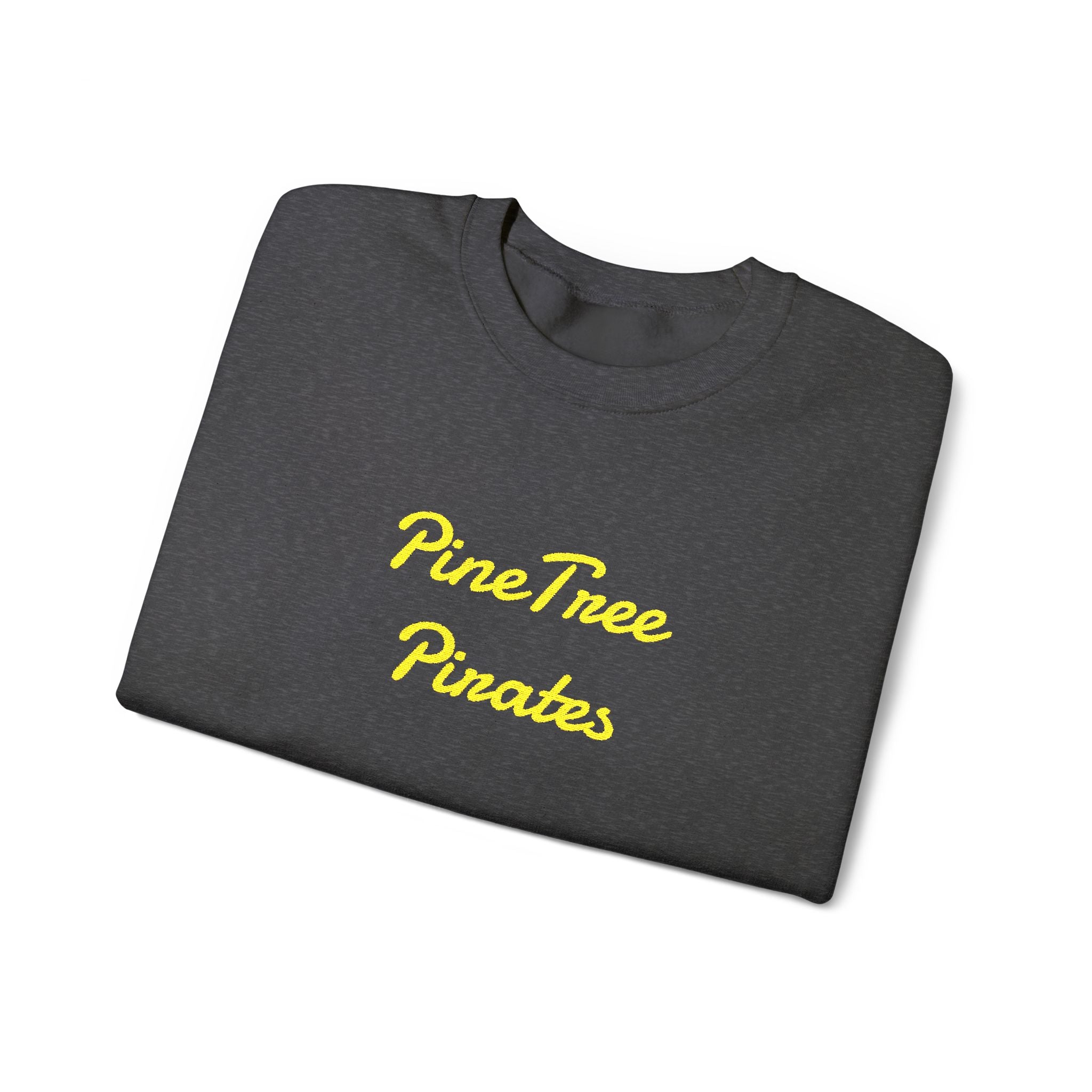 Crewneck Sweatshirt — "Pine Tree Paradise" Yellow Script Cozy Pullover