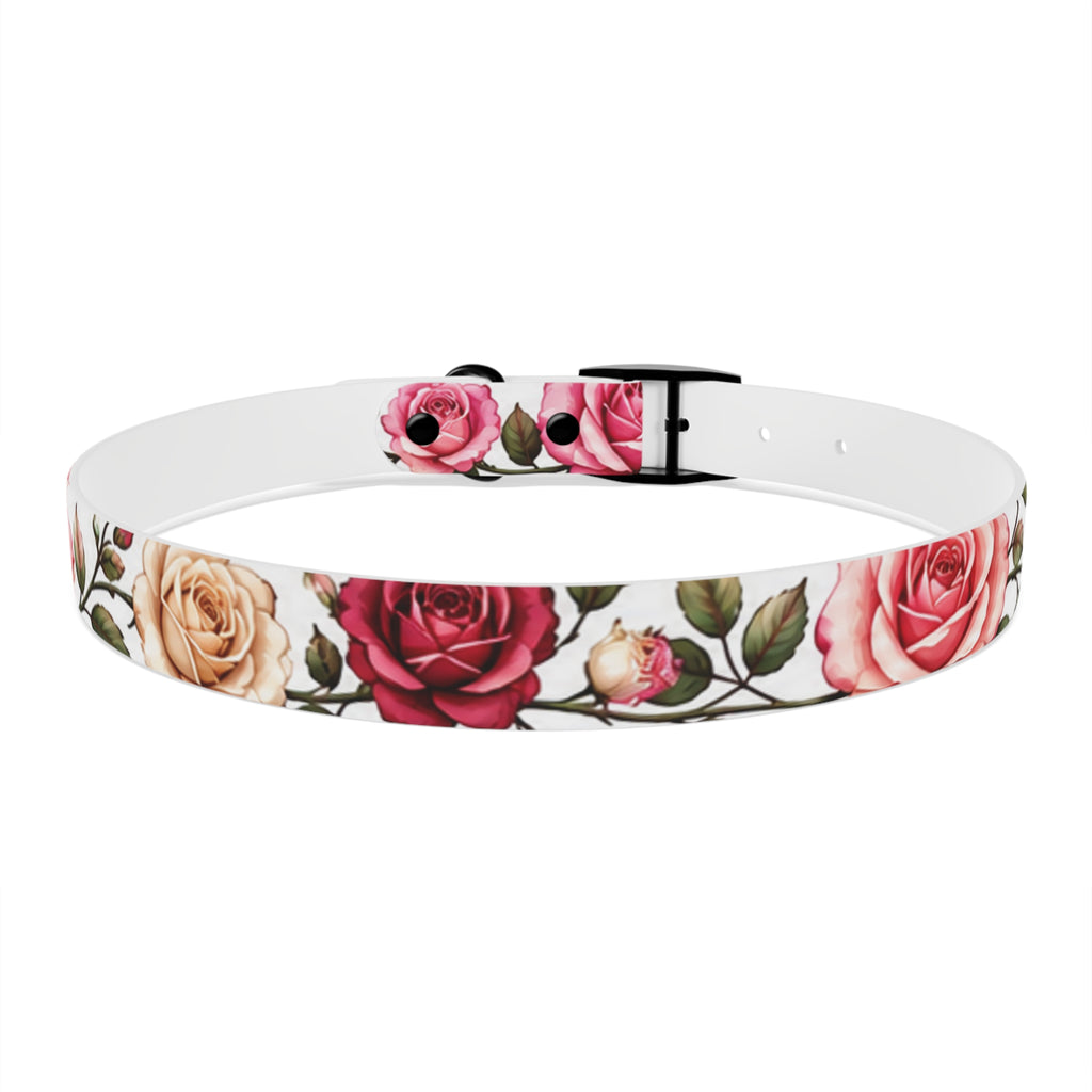 Floral Rose Dog Collar — Pink & Cream Garden Print