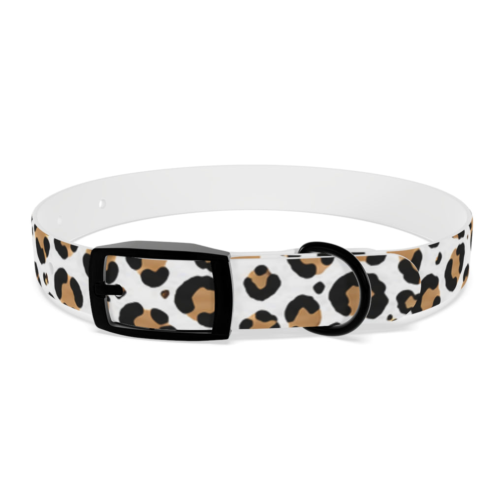 Leopard Print Dog Collar — Stylish Tan & Black Pattern for Small to Large Dogs