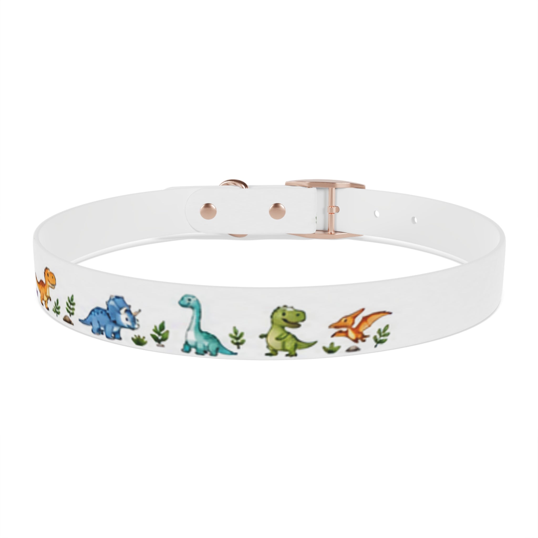 Cute Watercolor Dinosaurs Dog Collar – Adjustable Pet Collar with Colorful Dino Pattern