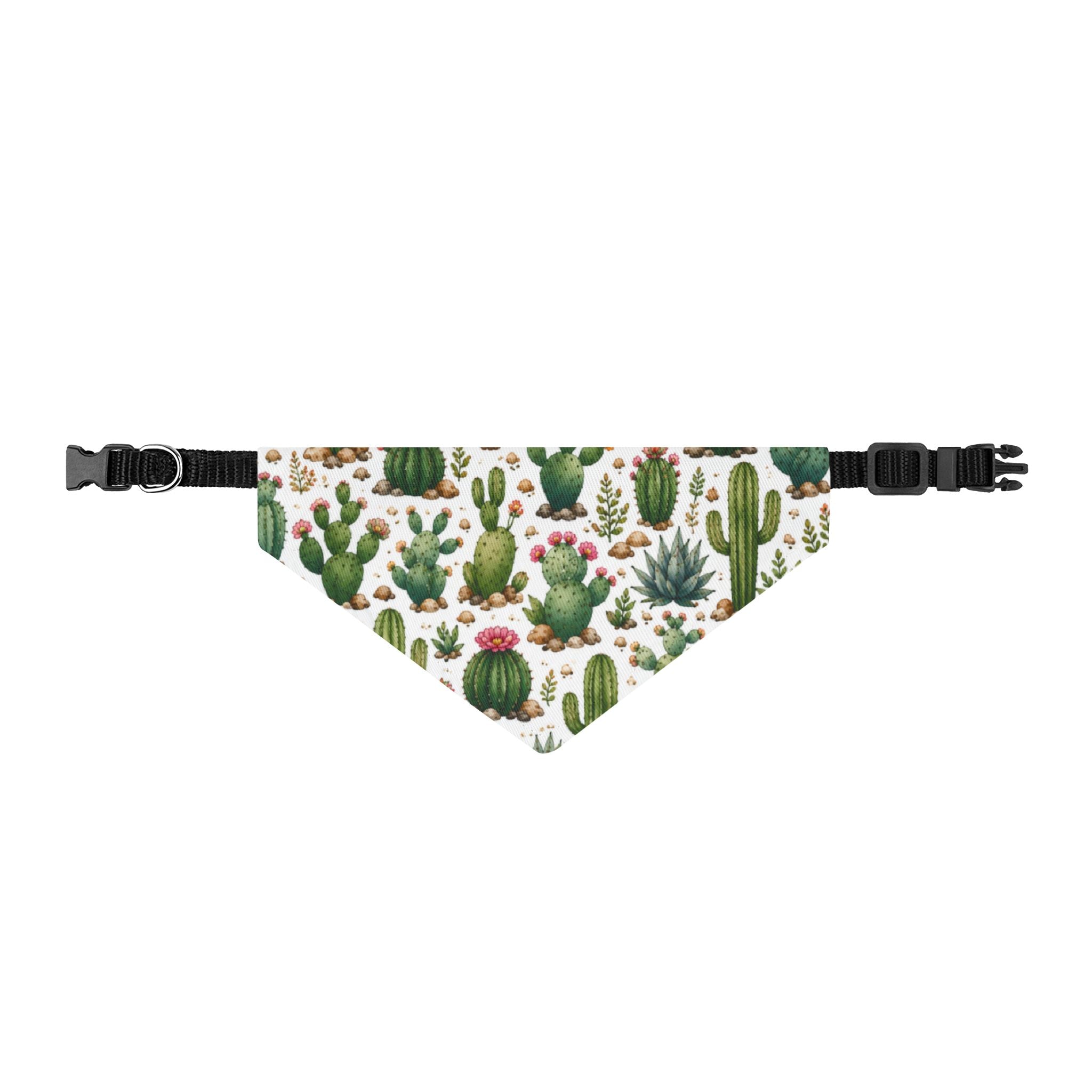 Cactus Print Clip-On Pet Bandana – Desert Succulent Dog & Cat Collar Accessory
