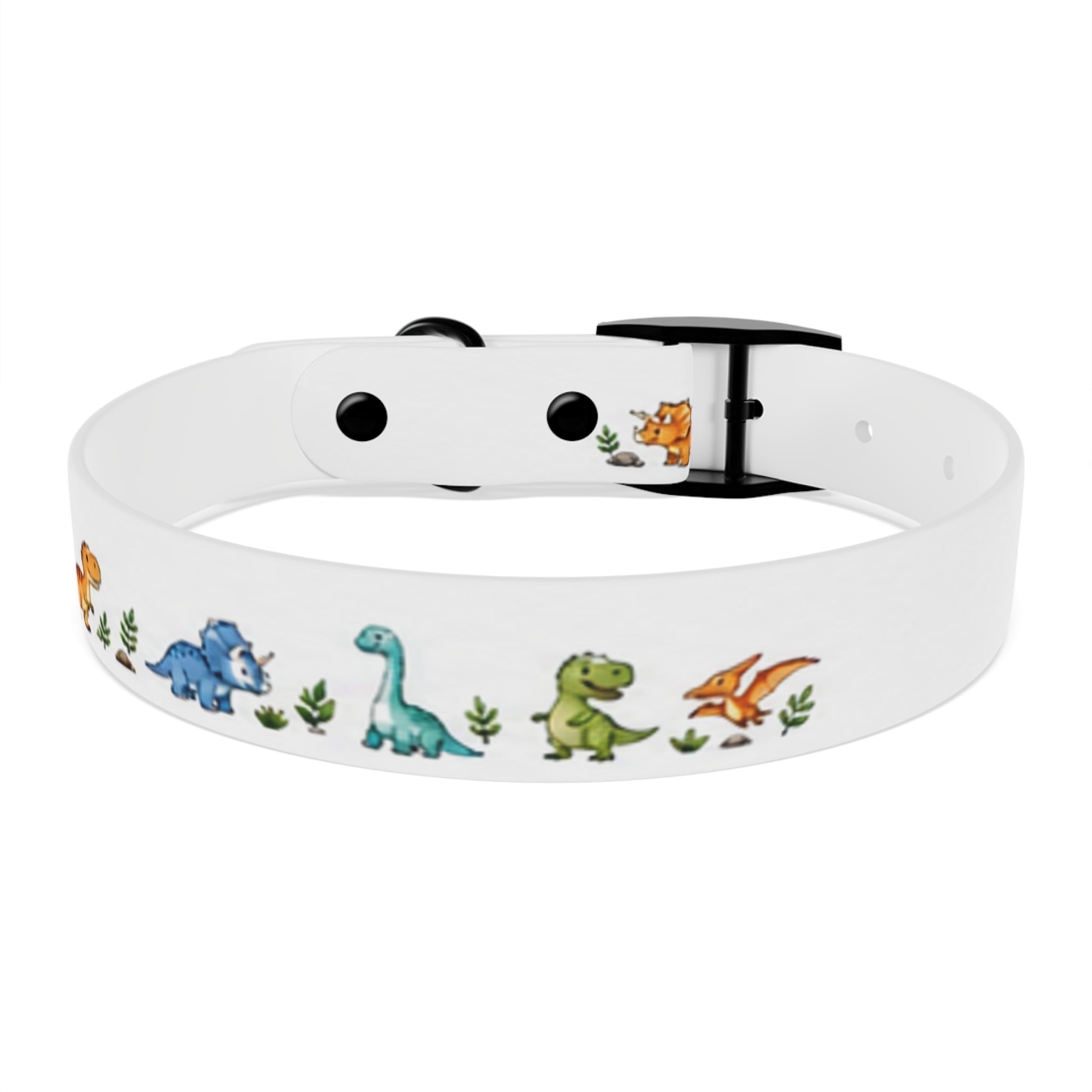 Cute Watercolor Dinosaurs Dog Collar – Adjustable Pet Collar with Colorful Dino Pattern