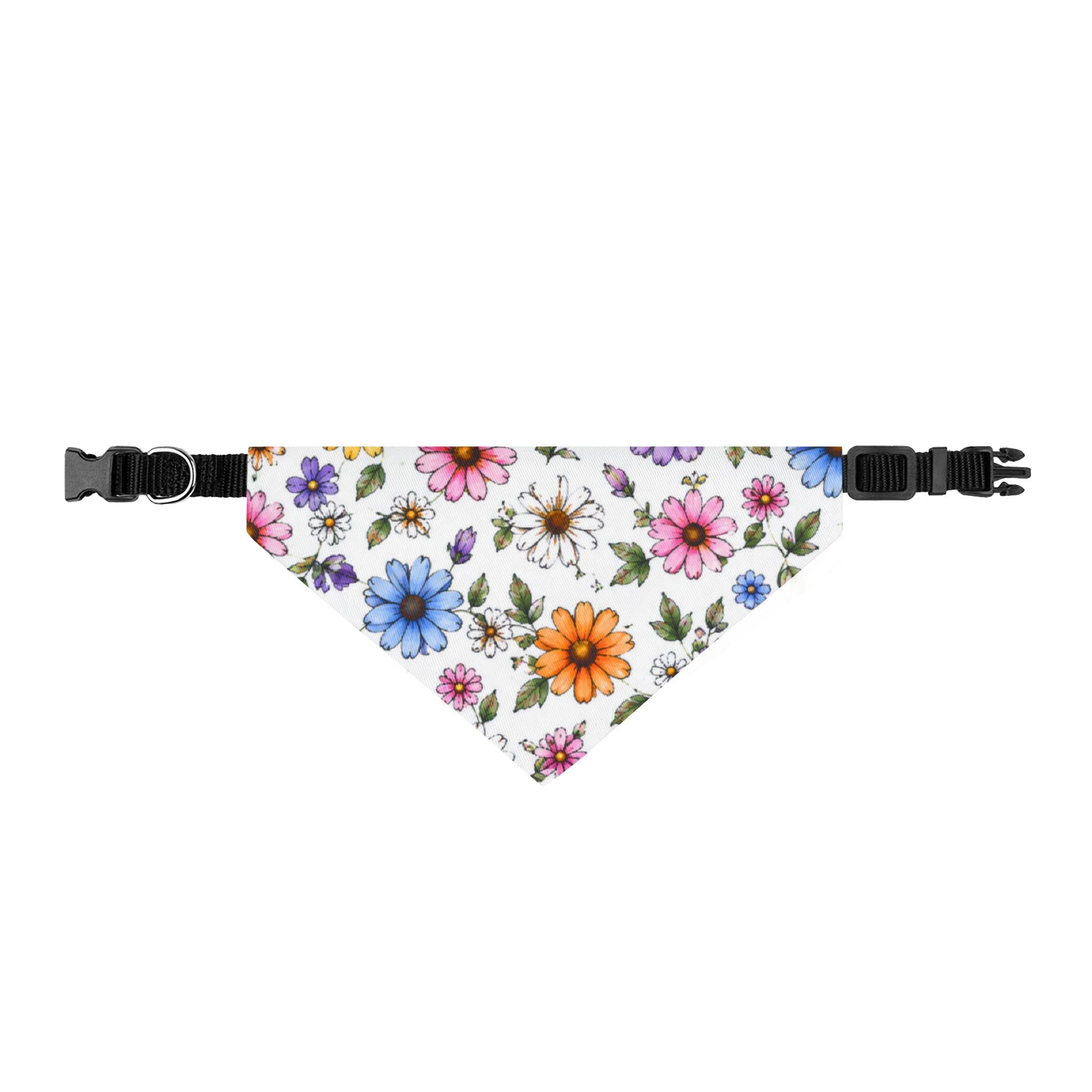 Floral Clip-On Pet Bandana — Colorful Daisy Print Dog & Cat Collar Accessory