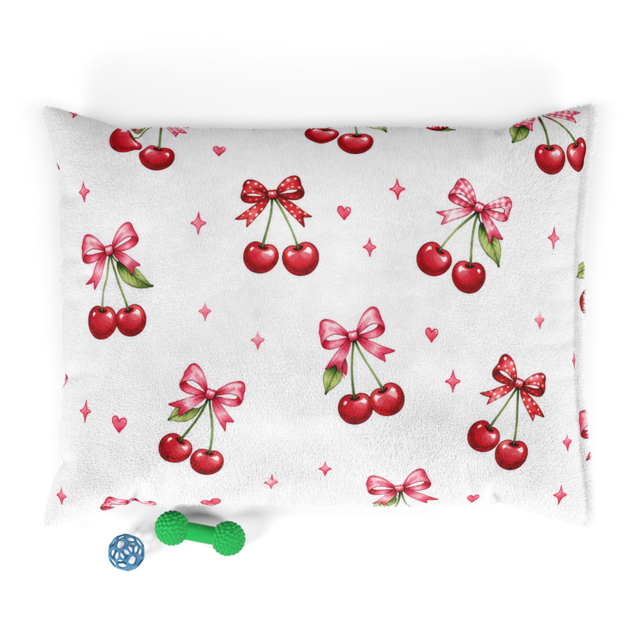 Cherry Bow Pet Bed — Cute Pink Cherry Pattern Dog & Cat Cushion
