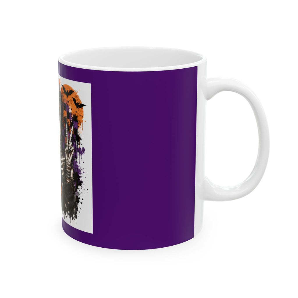 Halloween Skeleton Coffee Mug – Goth Pumpkin Skull Ceramic Cup (11oz/15oz)