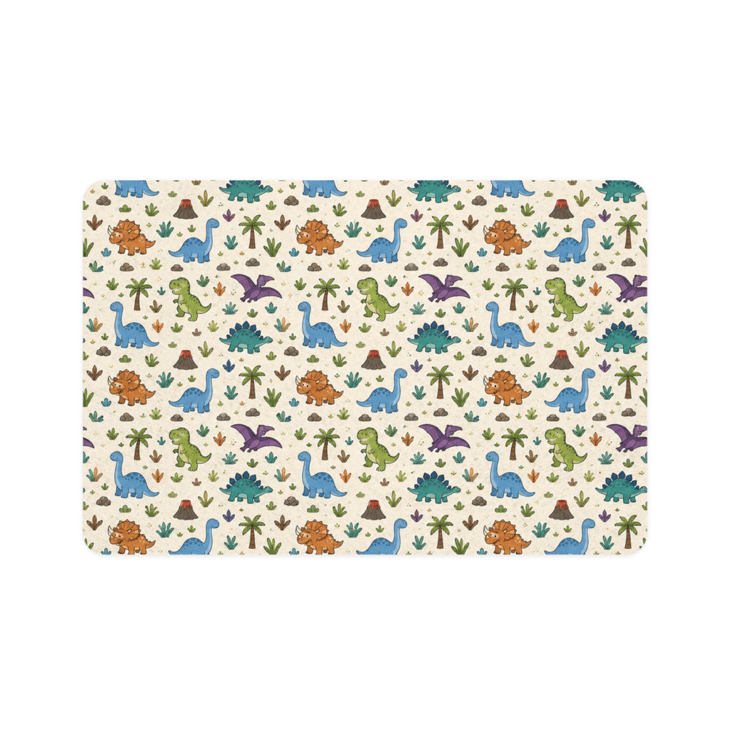 Dinosaur Pattern Pet Food Mat (12x18) — Cute Non-Slip Placemat for Dogs & Cats