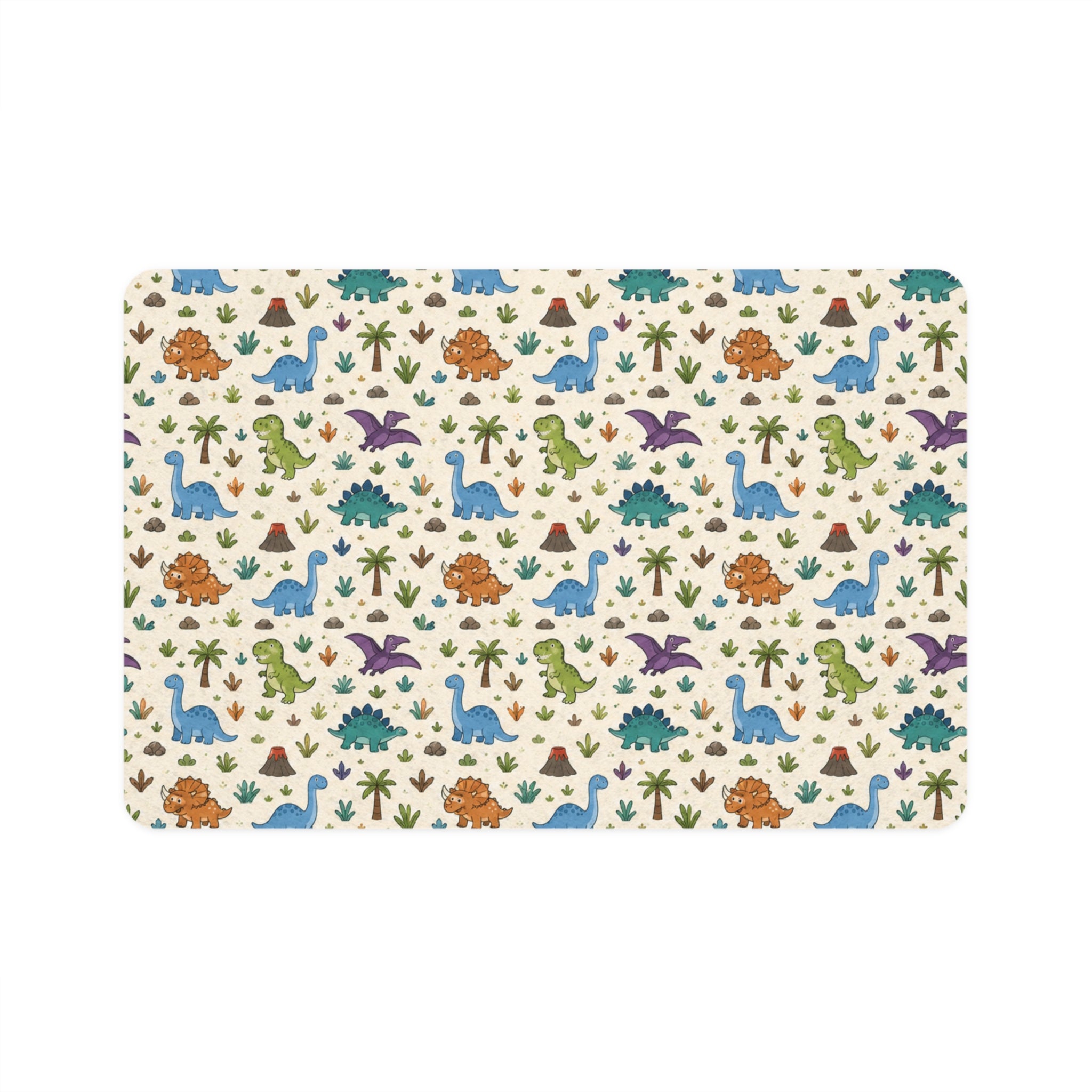 Dinosaur Pattern Pet Food Mat (12x18) — Cute Non-Slip Placemat for Dogs & Cats