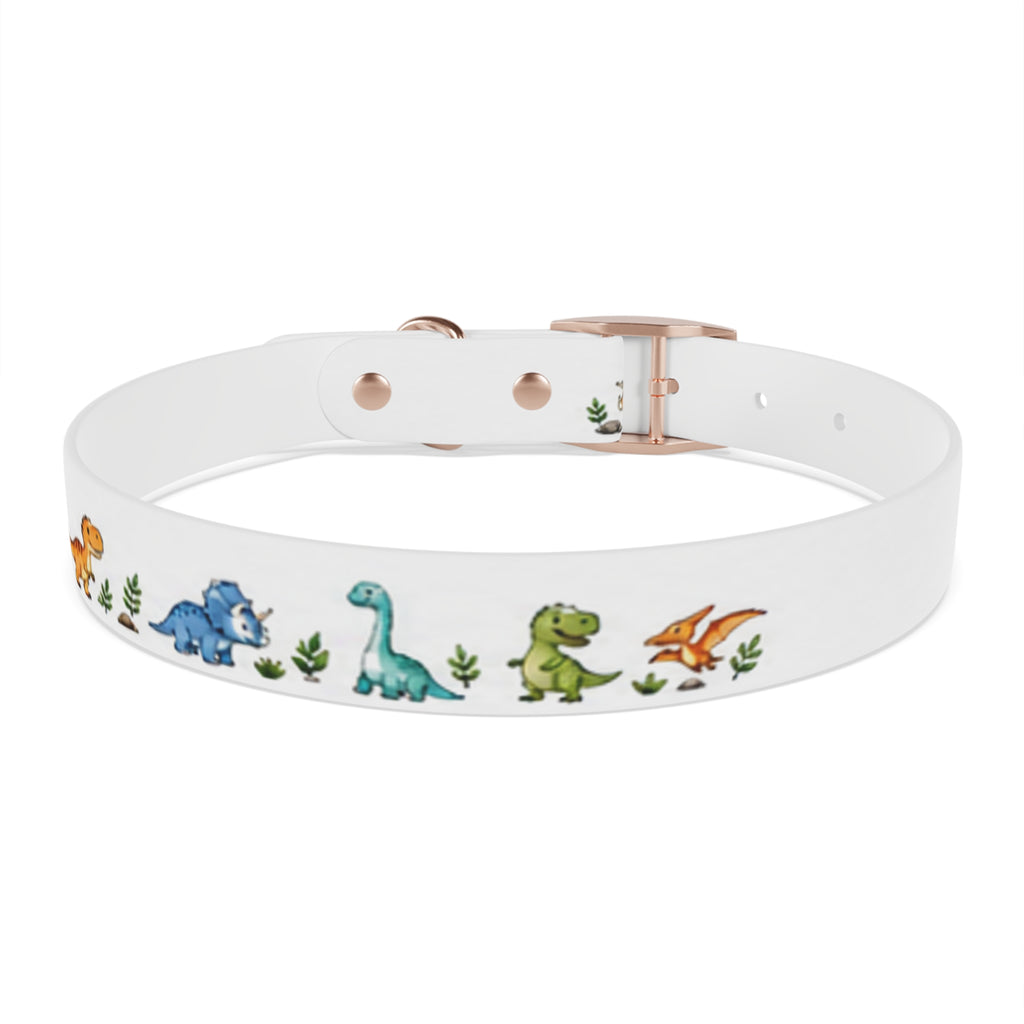 Cute Watercolor Dinosaurs Dog Collar – Adjustable Pet Collar with Colorful Dino Pattern