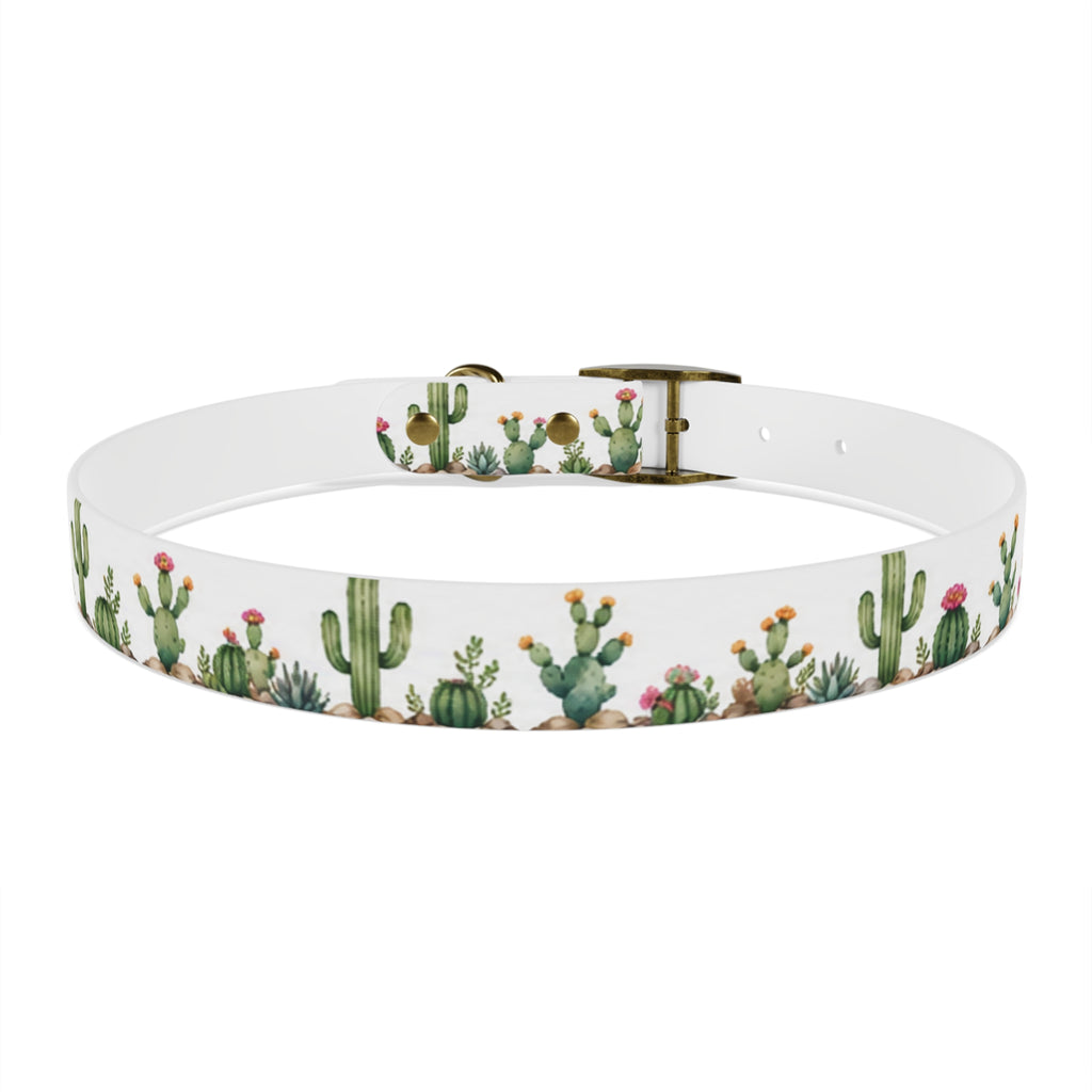 Cactus Garden Dog Collar — Watercolor Succulent Print for Small & Large Dogs