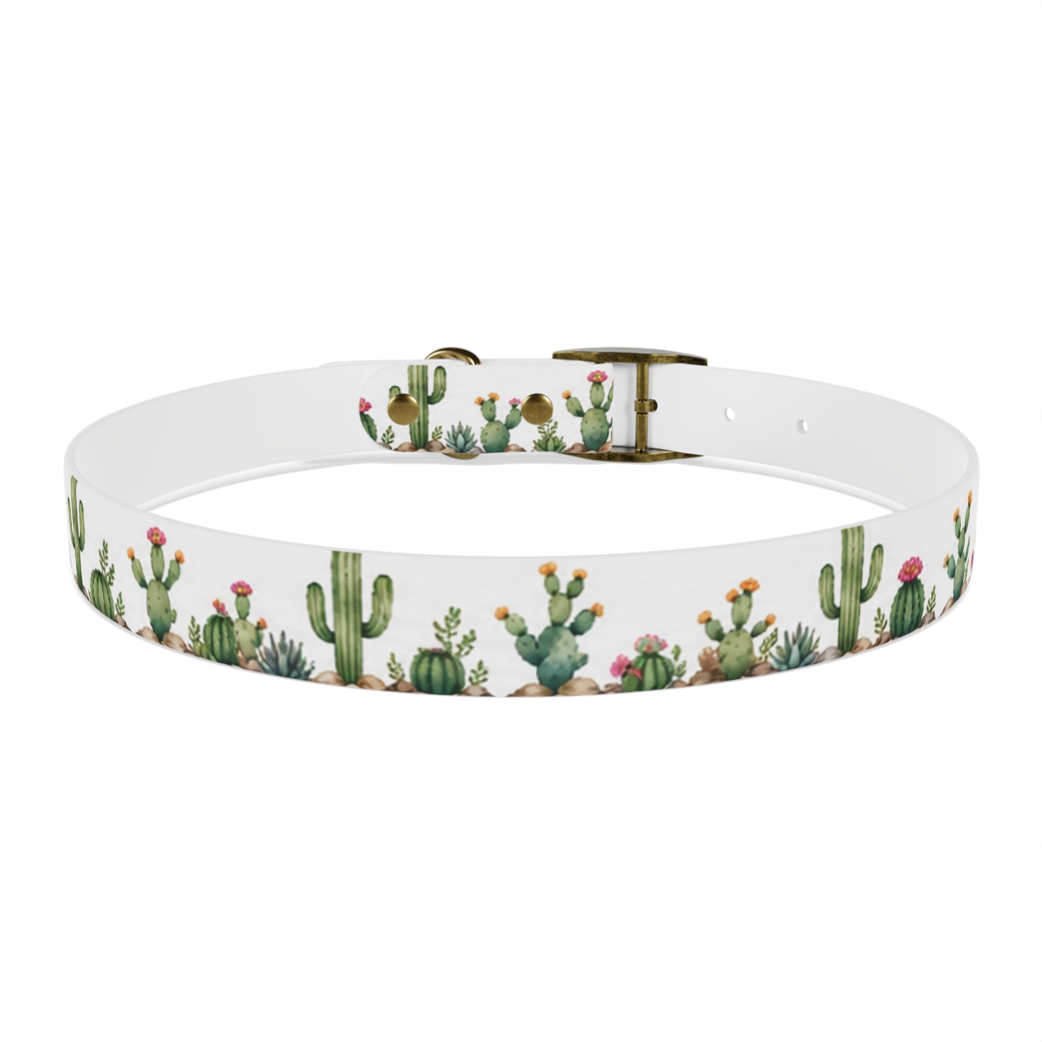 Cactus Garden Dog Collar — Watercolor Succulent Print for Small & Large Dogs