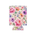Floral Watercolor Can Cooler — Pink Peony Beverage Koozie