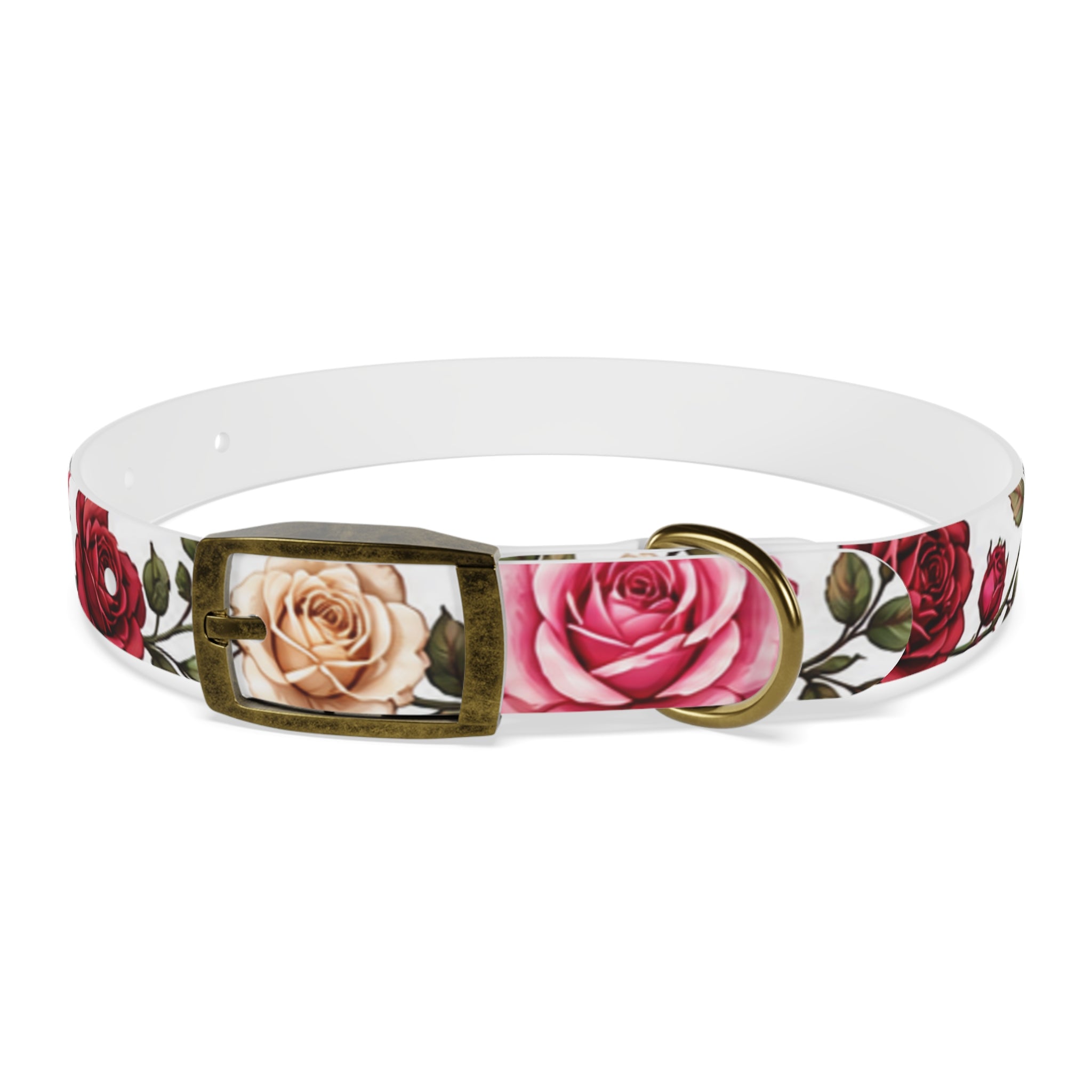 Floral Rose Dog Collar — Pink & Cream Garden Print