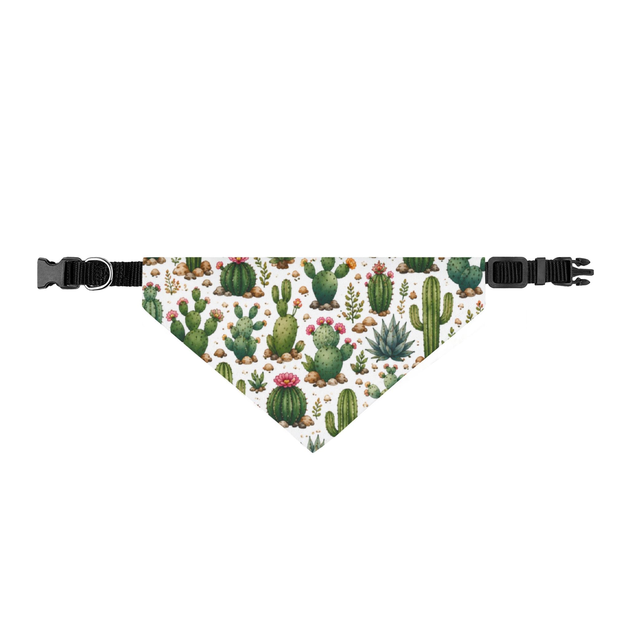 Cactus Print Clip-On Pet Bandana – Desert Succulent Dog & Cat Collar Accessory