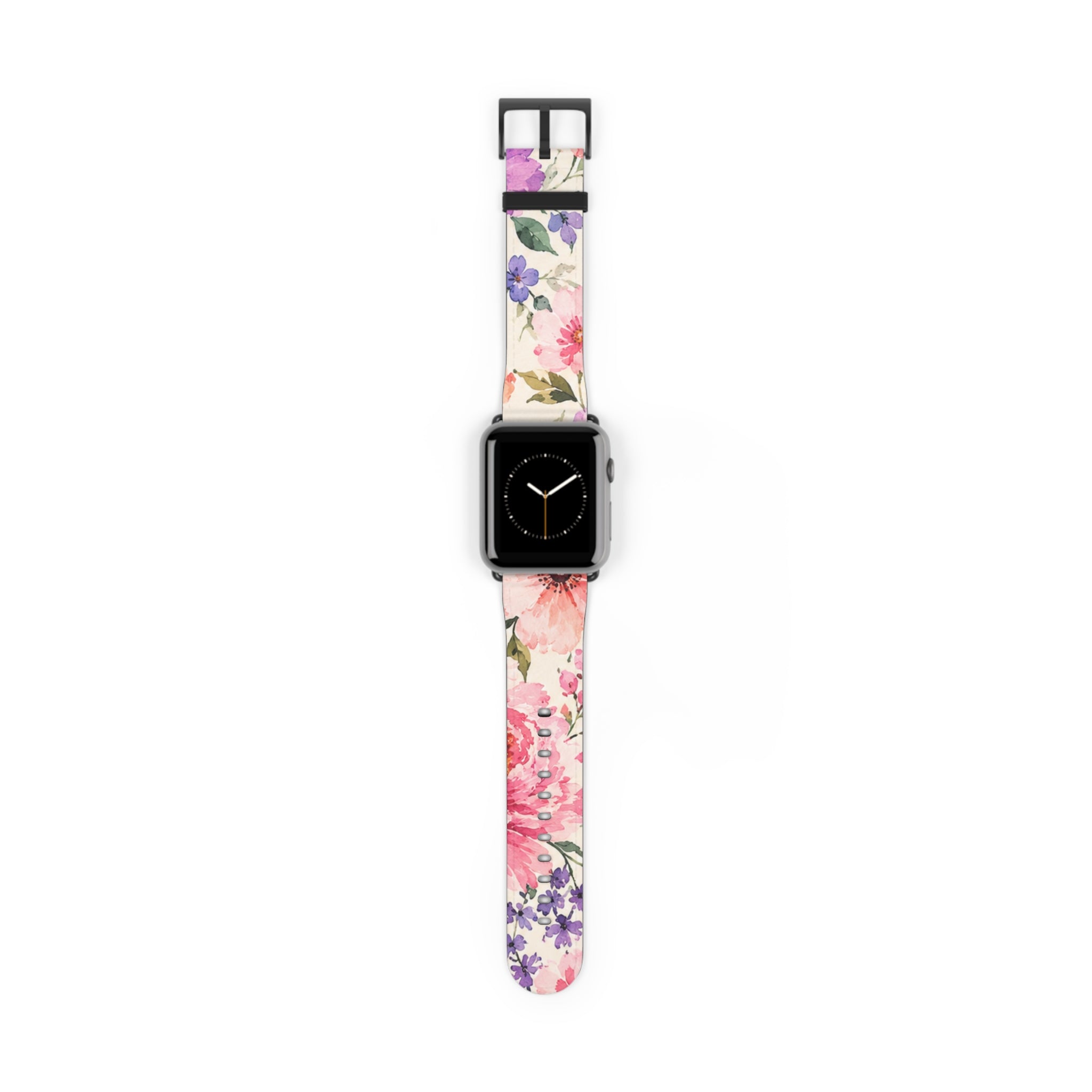Floral Watercolor Watch Band — Pink & Lavender Garden Apple Watch Strap