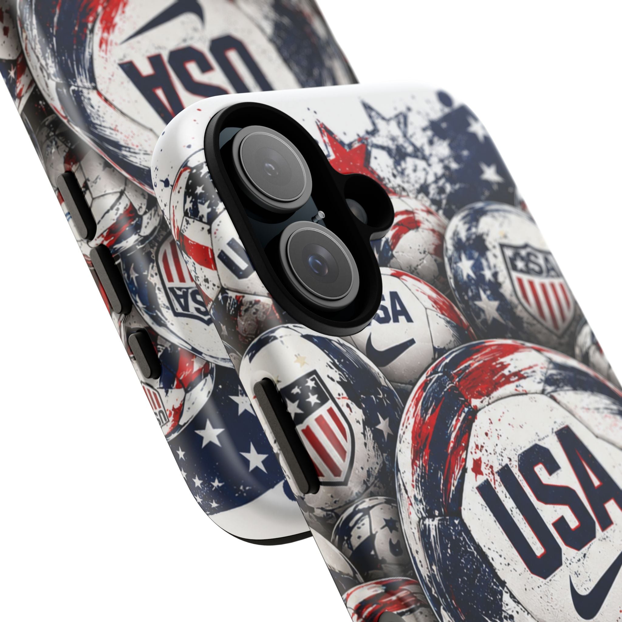 USA Soccer Ball Phone Case — Patriotic Red White Blue iPhone Cover