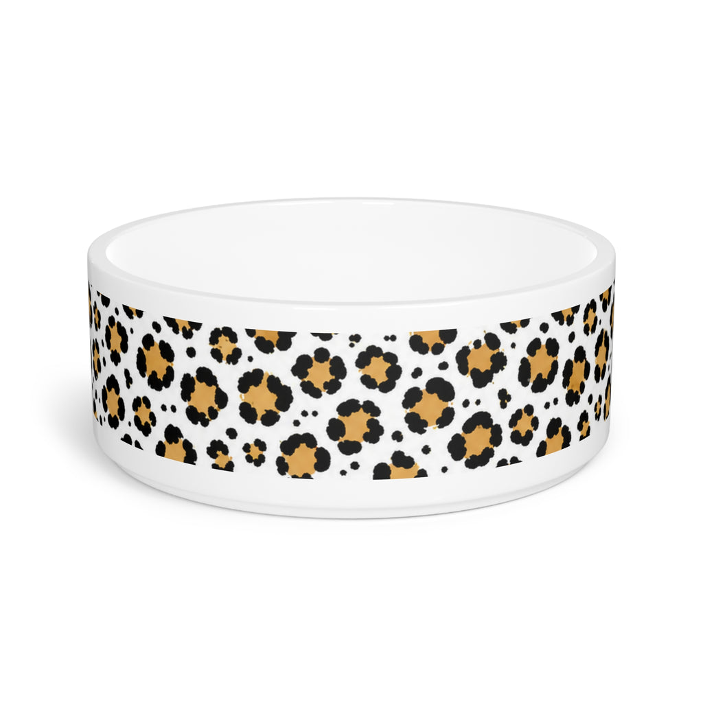Leopard Print Ceramic Pet Bowl — Stylish Water & Food Dish for Cats & Small Dogs